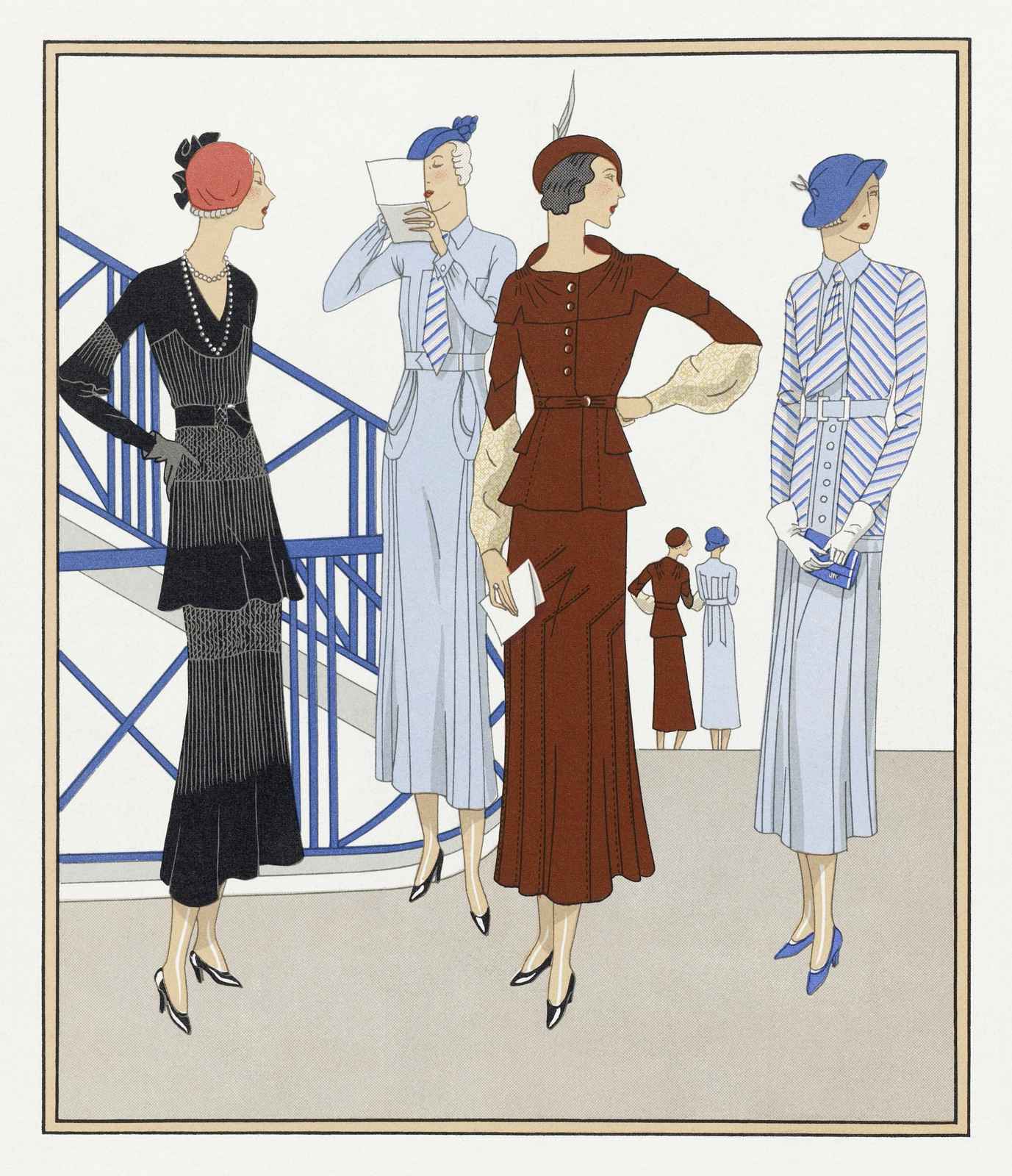 Elegant Art Deco Fashion Women Wall Art
