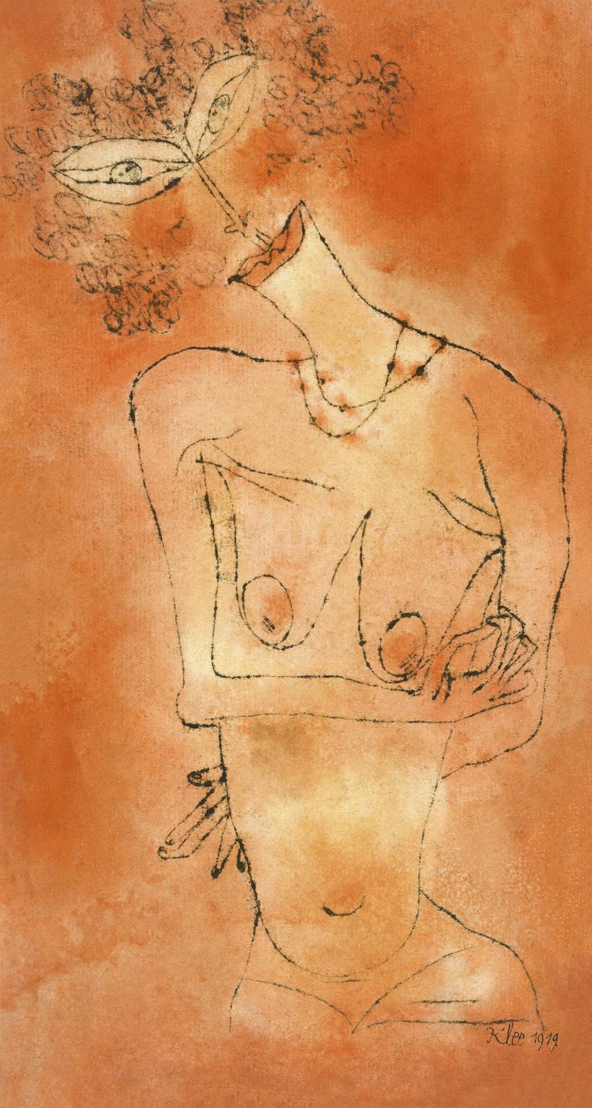 Abstract Figure Woman Orange Wall Art