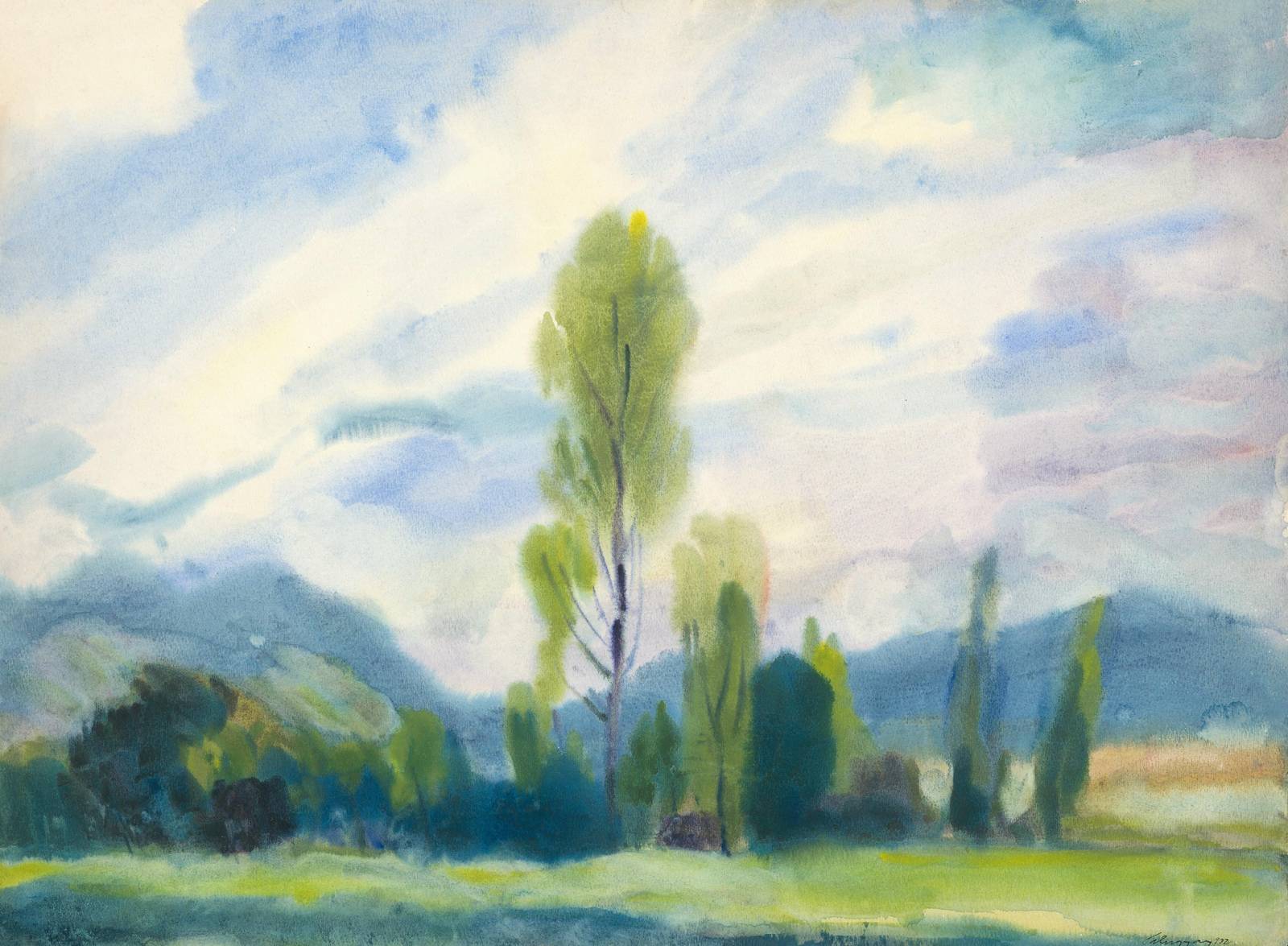 Serene Landscape Watercolor Wall Art