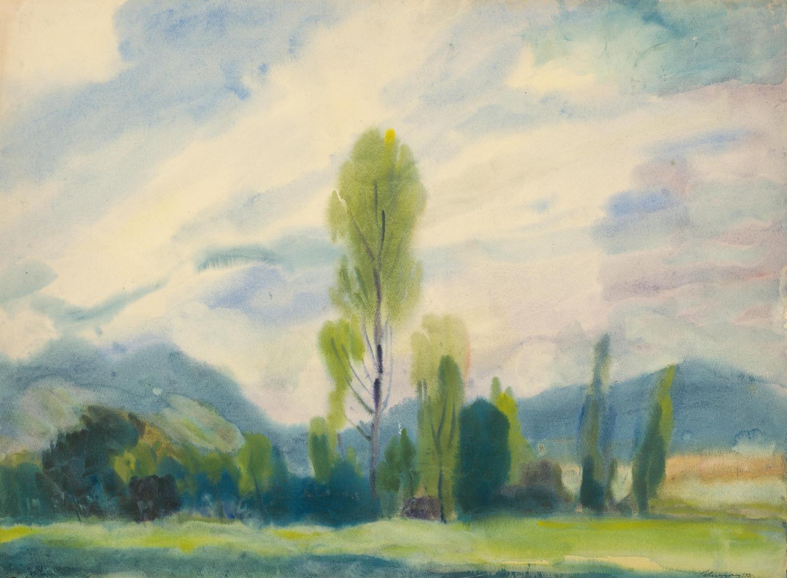 Serene Landscape Watercolor Wall Art