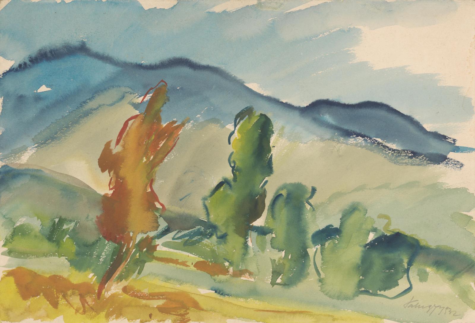 Serene Landscape Watercolor Wall Art Wall Art