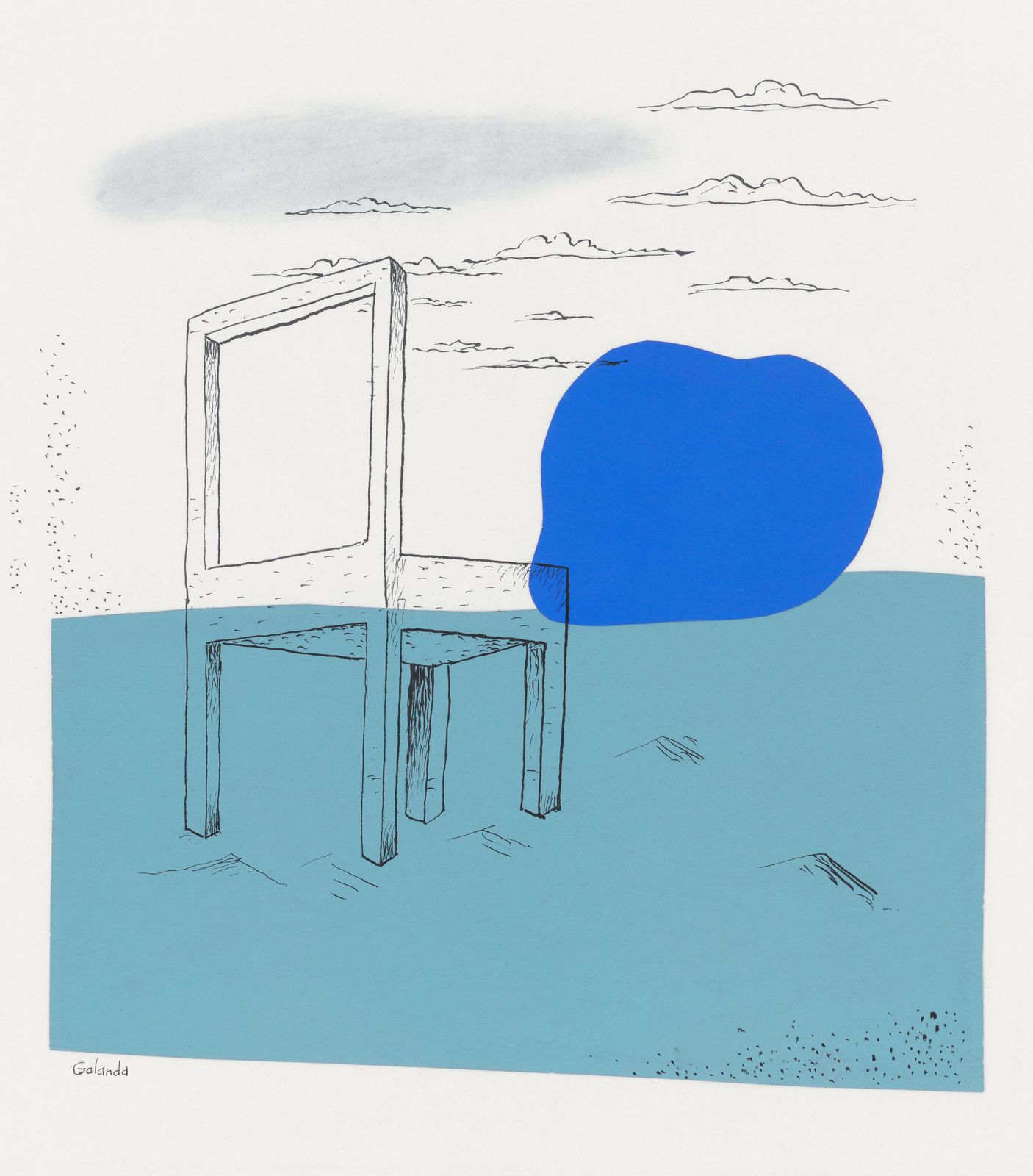 Surreal Chair & Blue Blob Wall Art