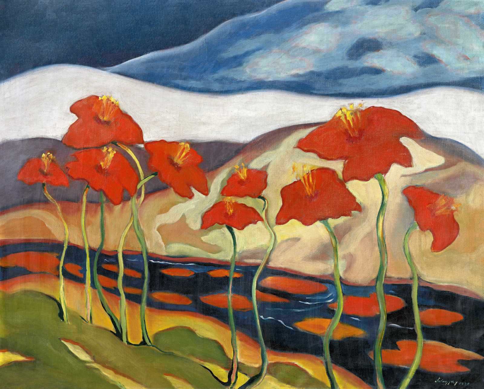 Vibrant Red Poppies Landscape Wall Art