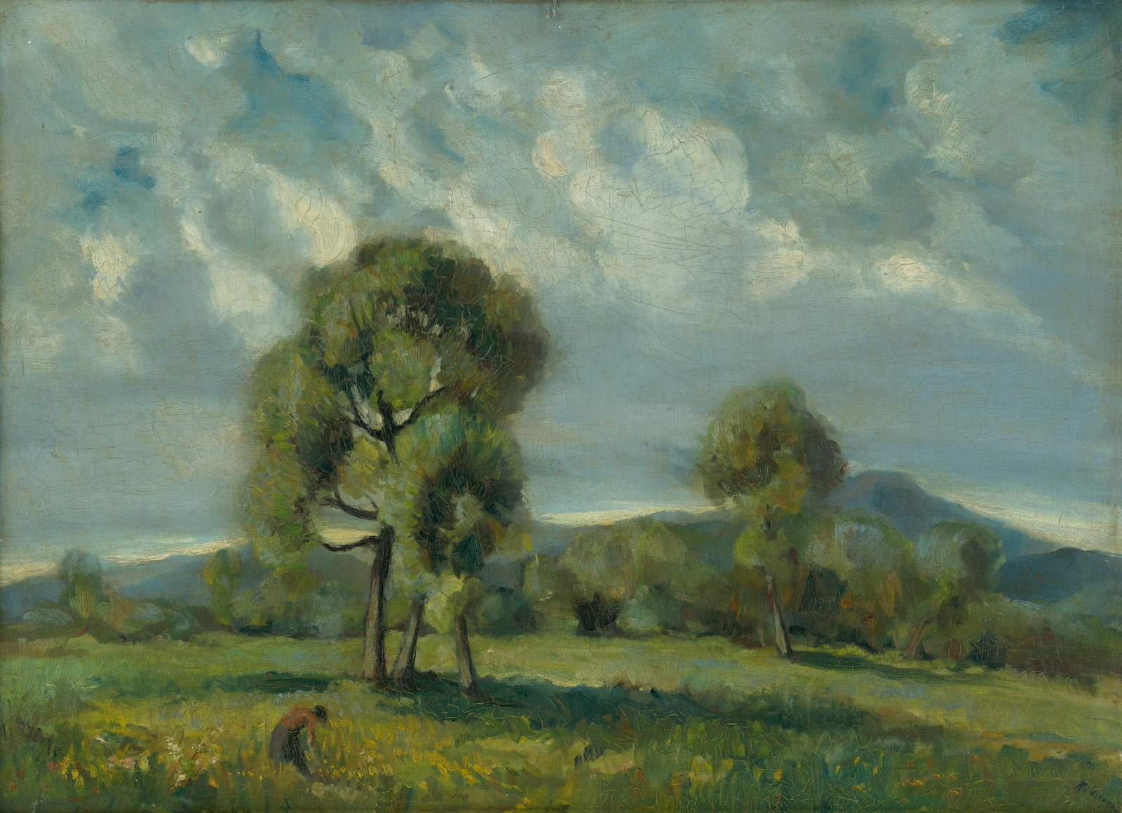 Tranquil Landscape Field & Trees Wall Art