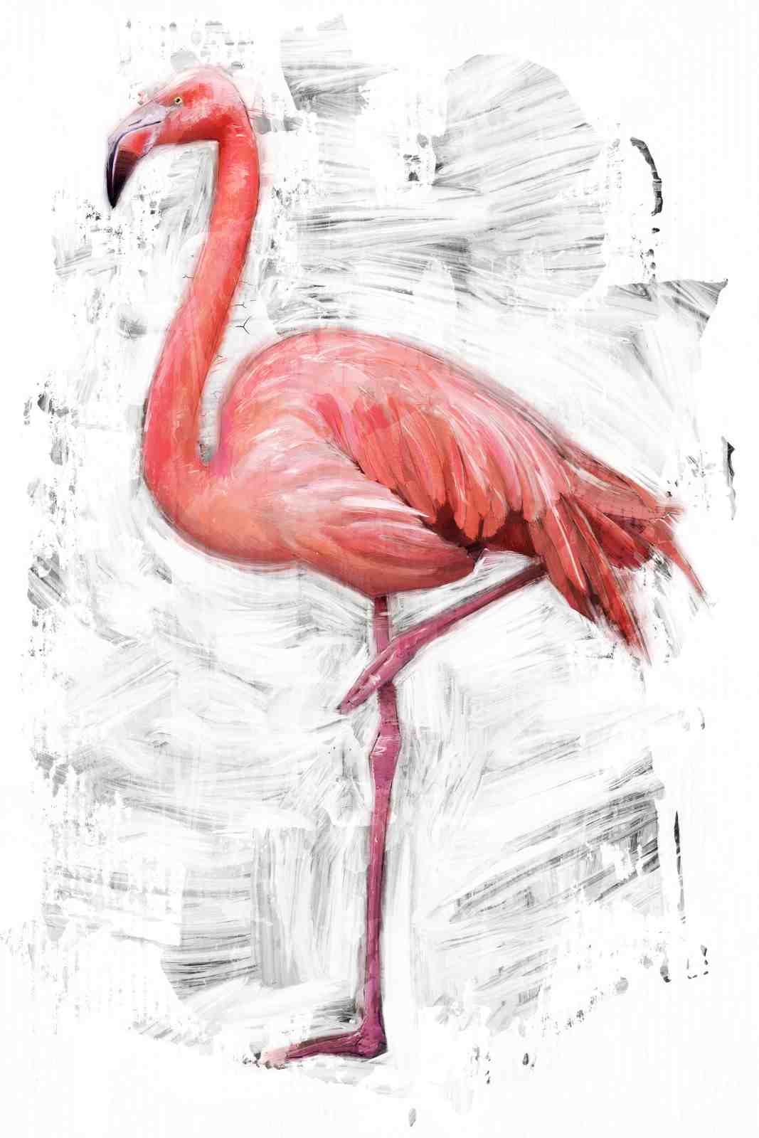 Elegant Pink Flamingo Abstract Wall Art