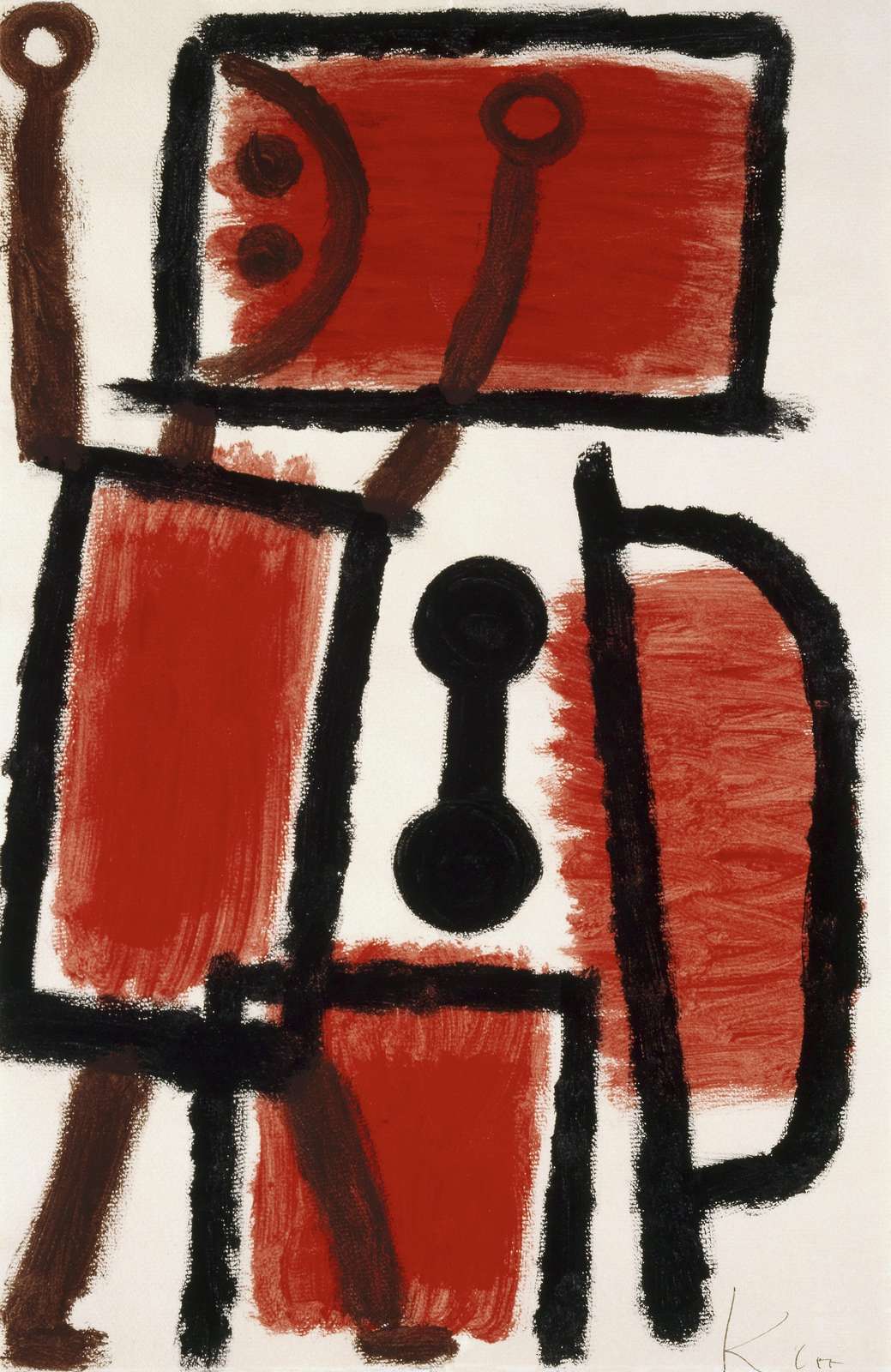 Bold Red Abstract Figure Wall Art