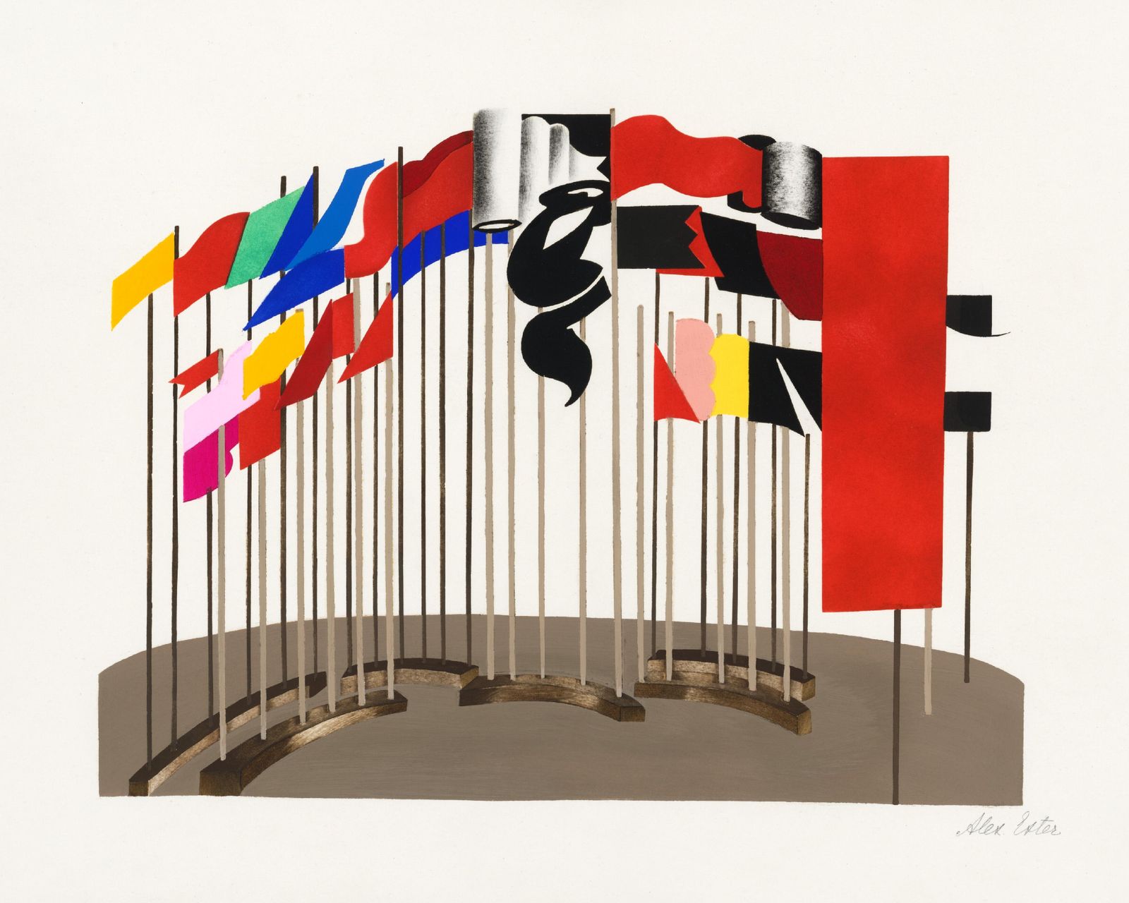 Abstract Flags Geometric Mid-Century Modern Wall Art