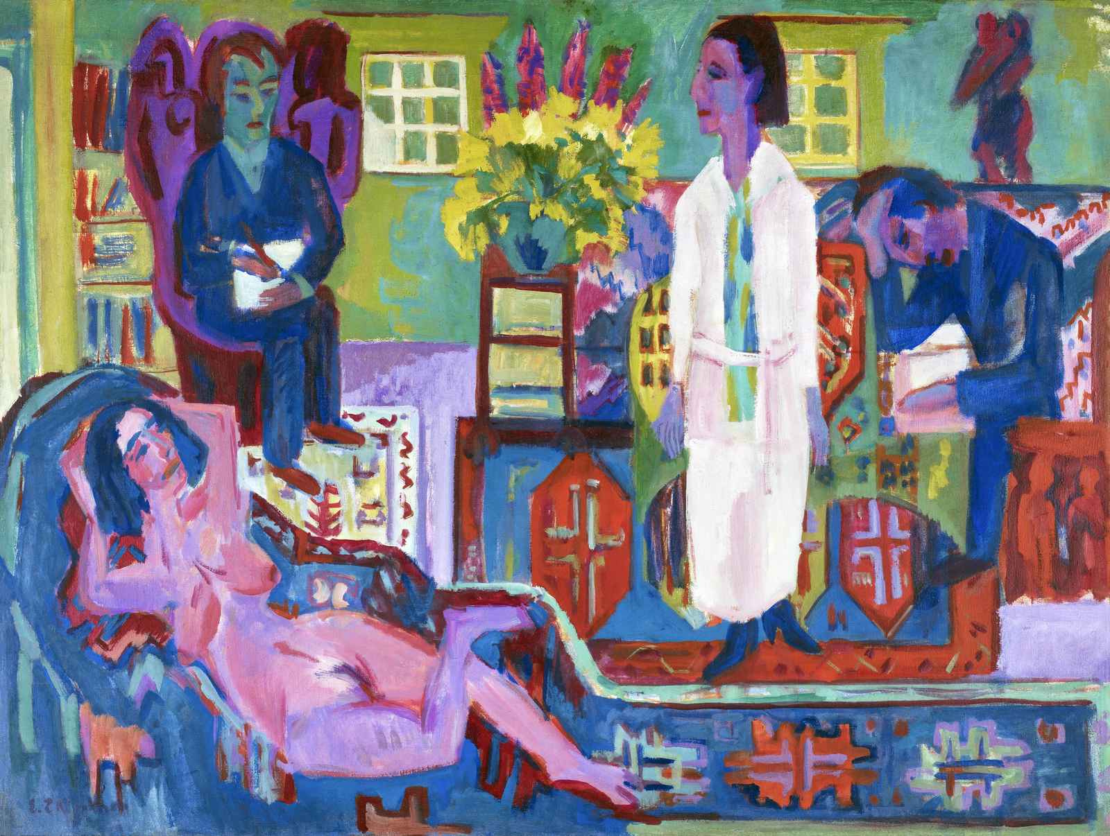 Vibrant Fauvist Nude Interior Wall Art