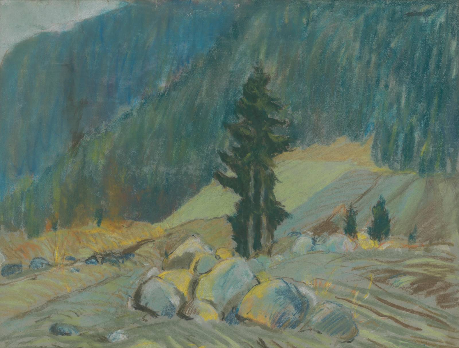 Serene Mountain Landscape Pastel Wall Art