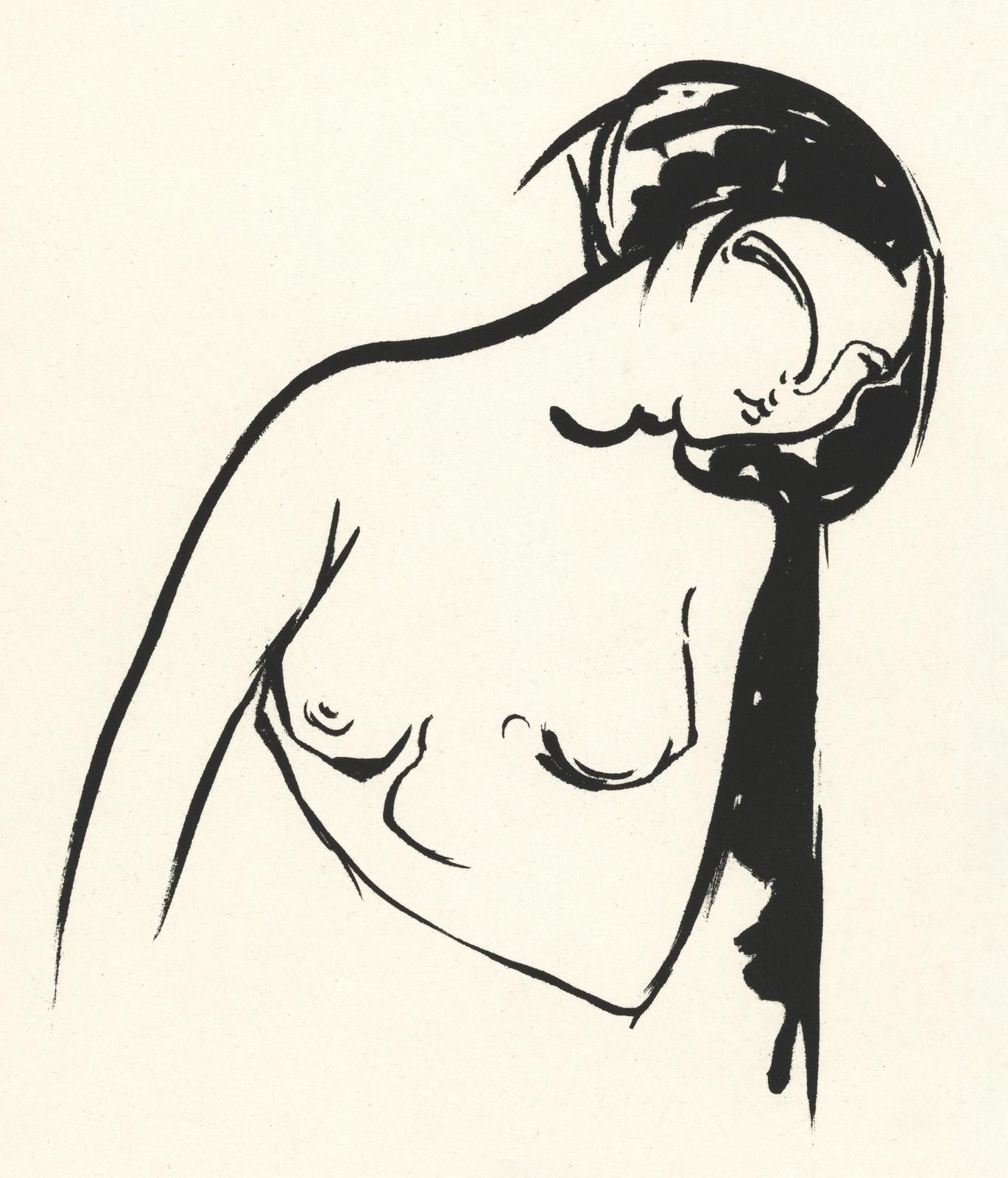 Figurative Ink Art Nude Woman Wall Art
