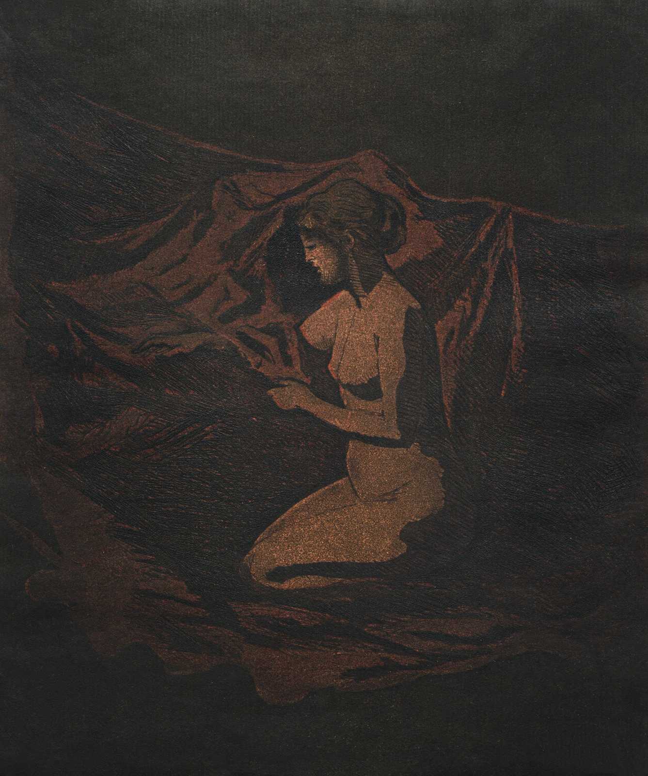 Mysterious Woman Kneeling Wall Art