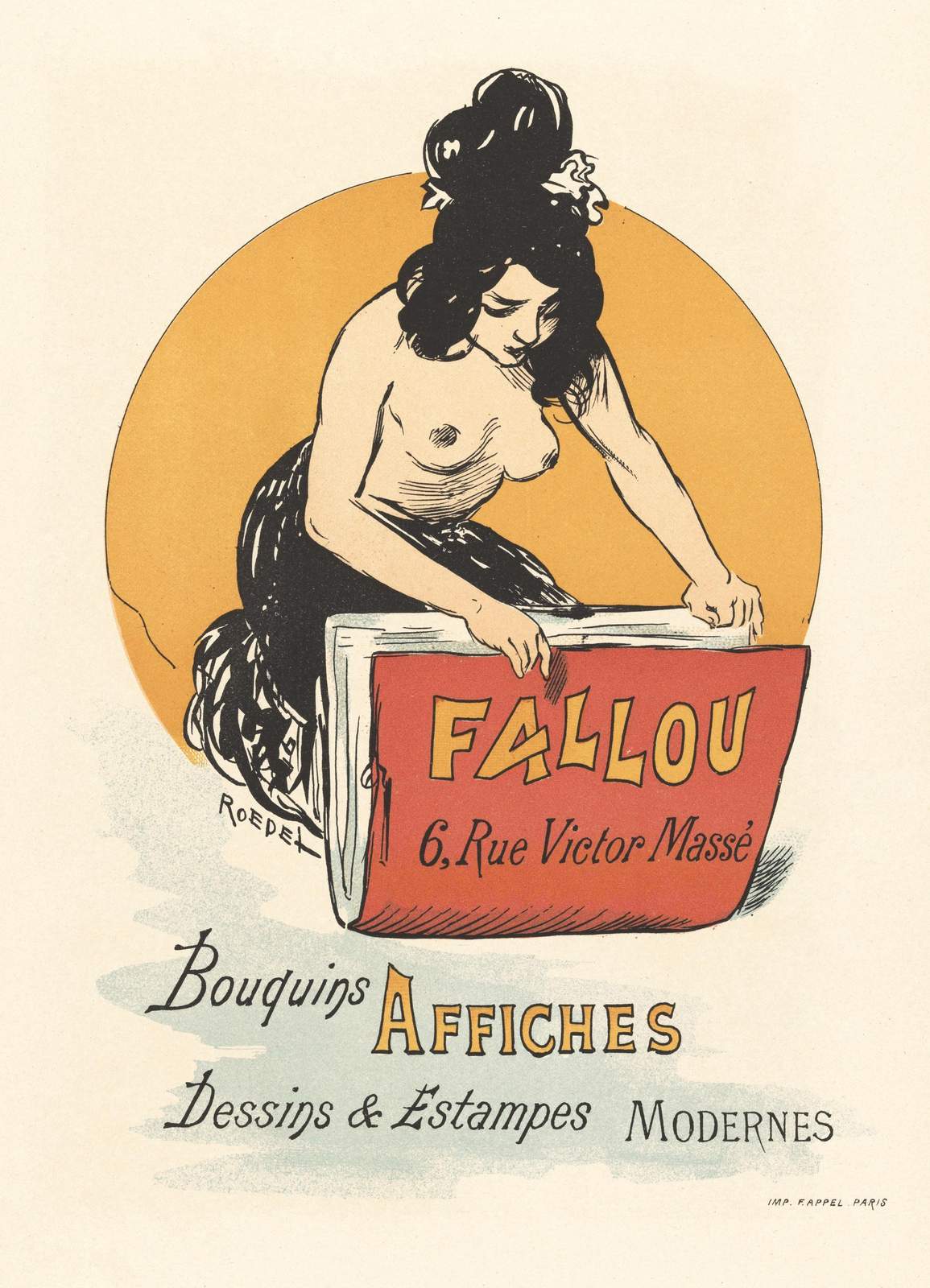 Vintage Art Nouveau Woman "FALLOU" Wall Art