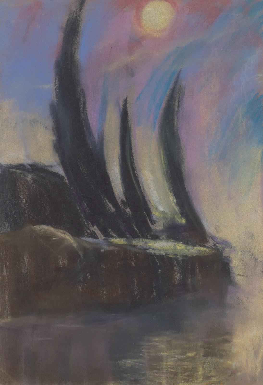 Serene Moonlit Sailing Wall Art