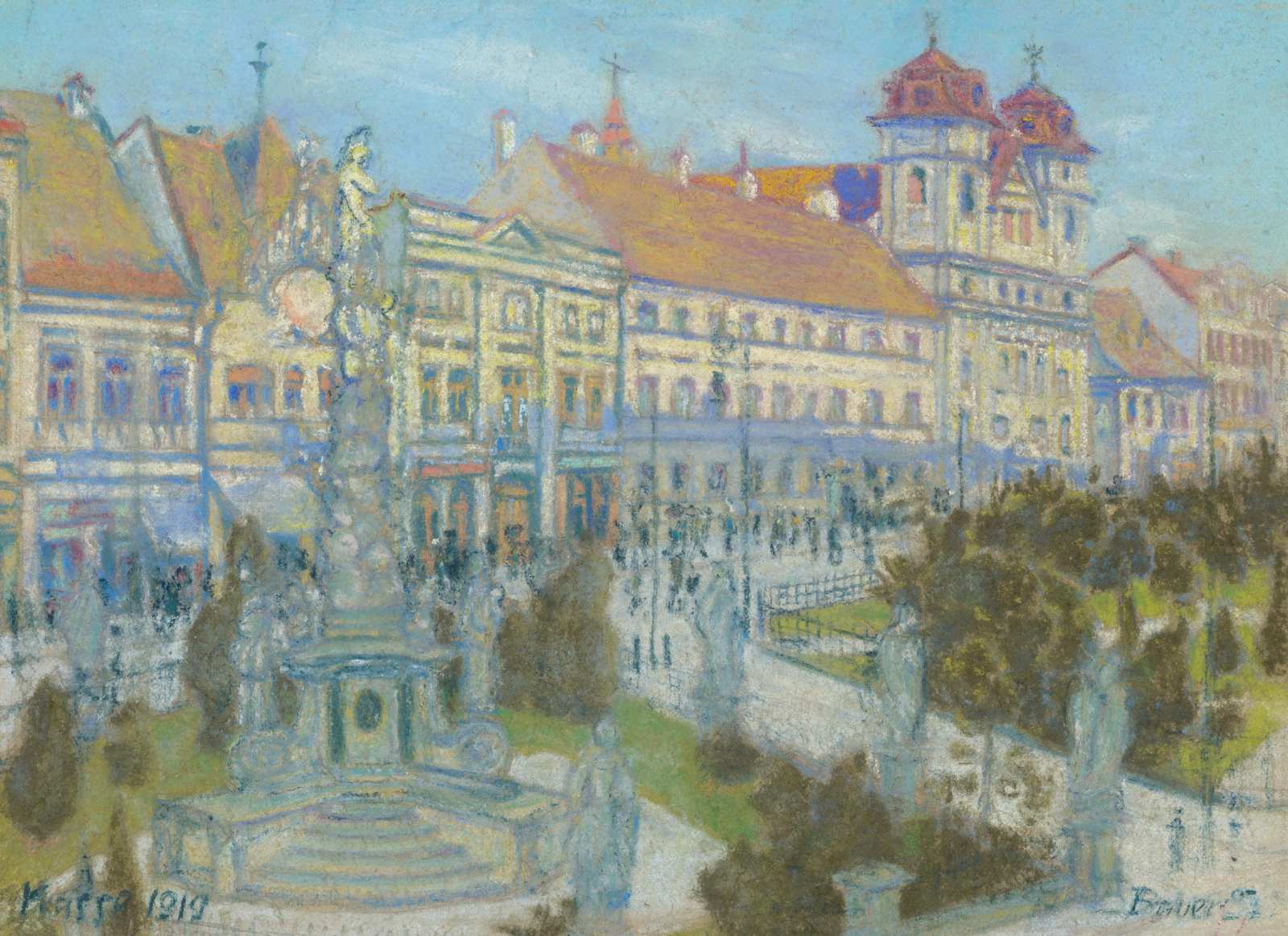 Vintage European Cityscape Pastel Wall Art