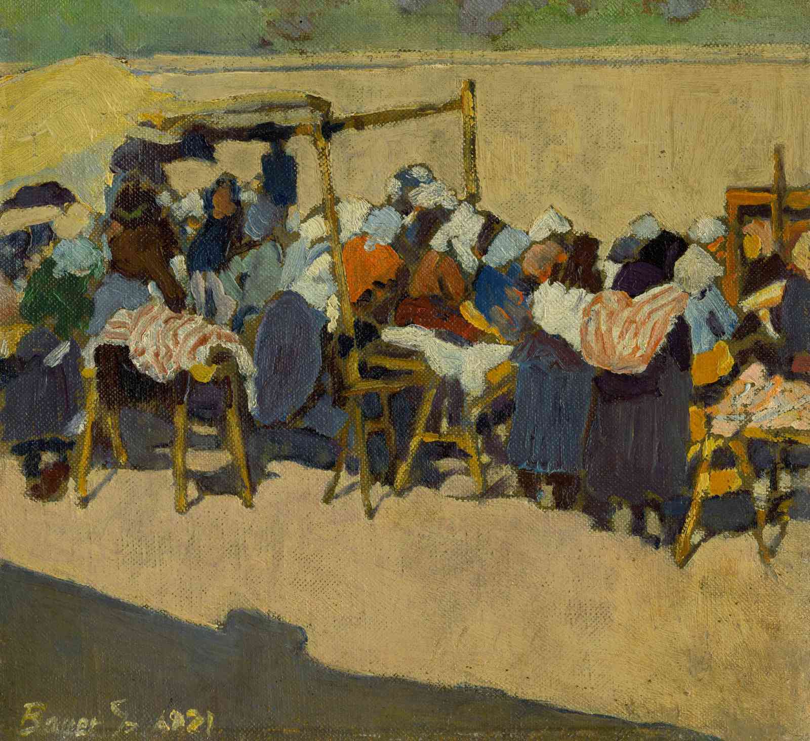 Vibrant Market Scene Impressionist Wall Art