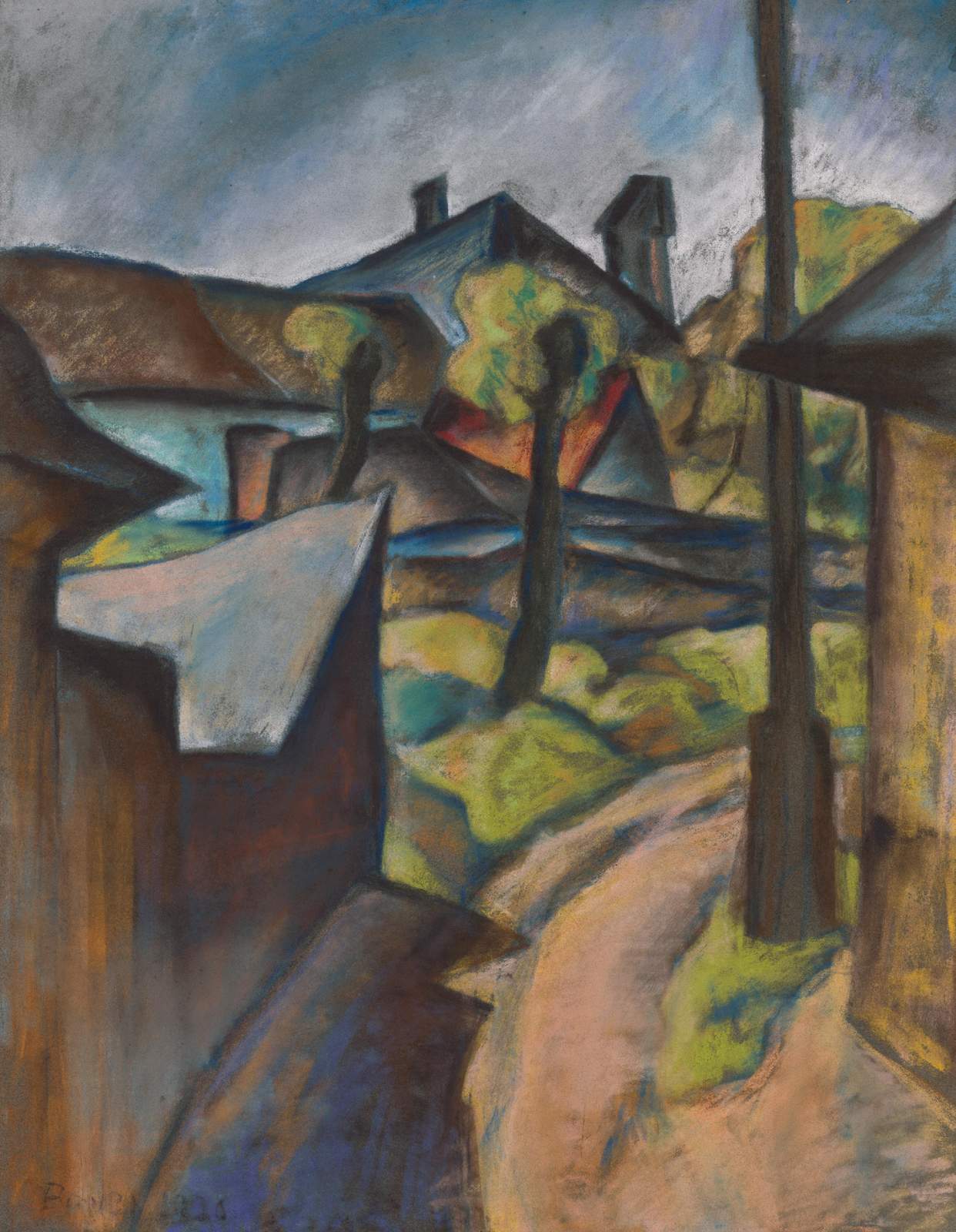 Expressive Streetscape Pastel Wall Art