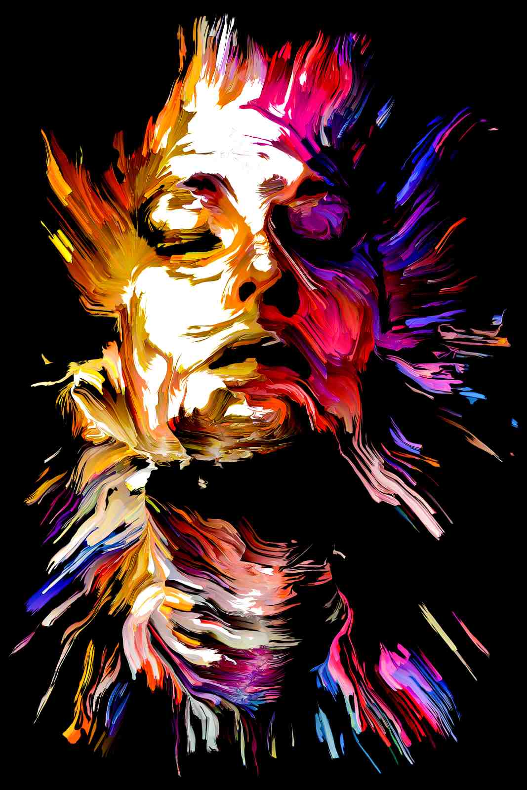 Vibrant Abstract Face Explosion Wall Art