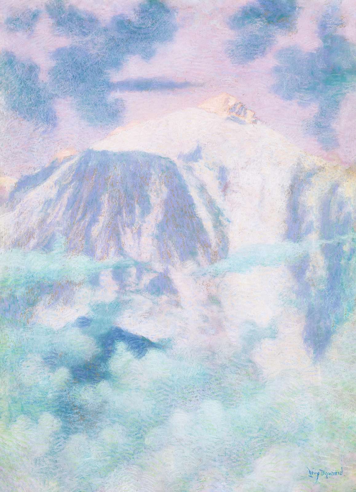 Serene Mountain Mist Impressionist Wall Art