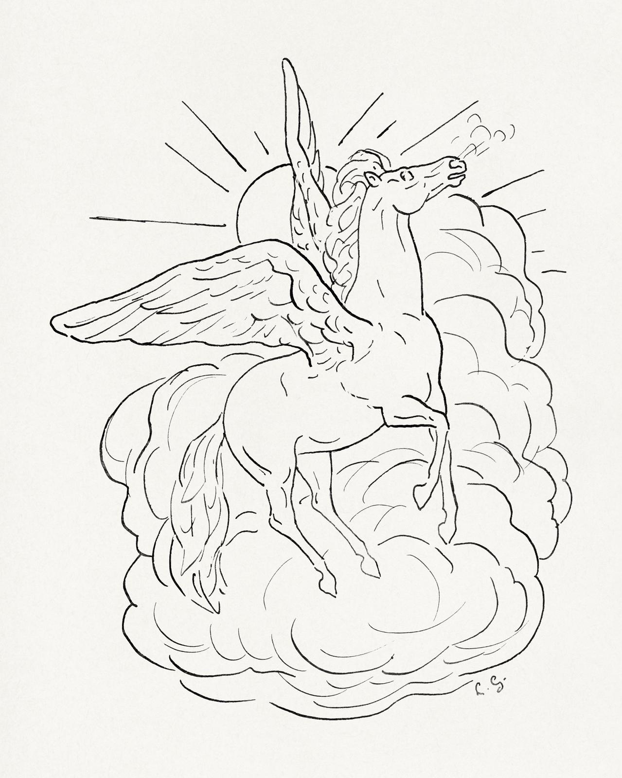 Mythical Pegasus Cloud Rider Wall Art
