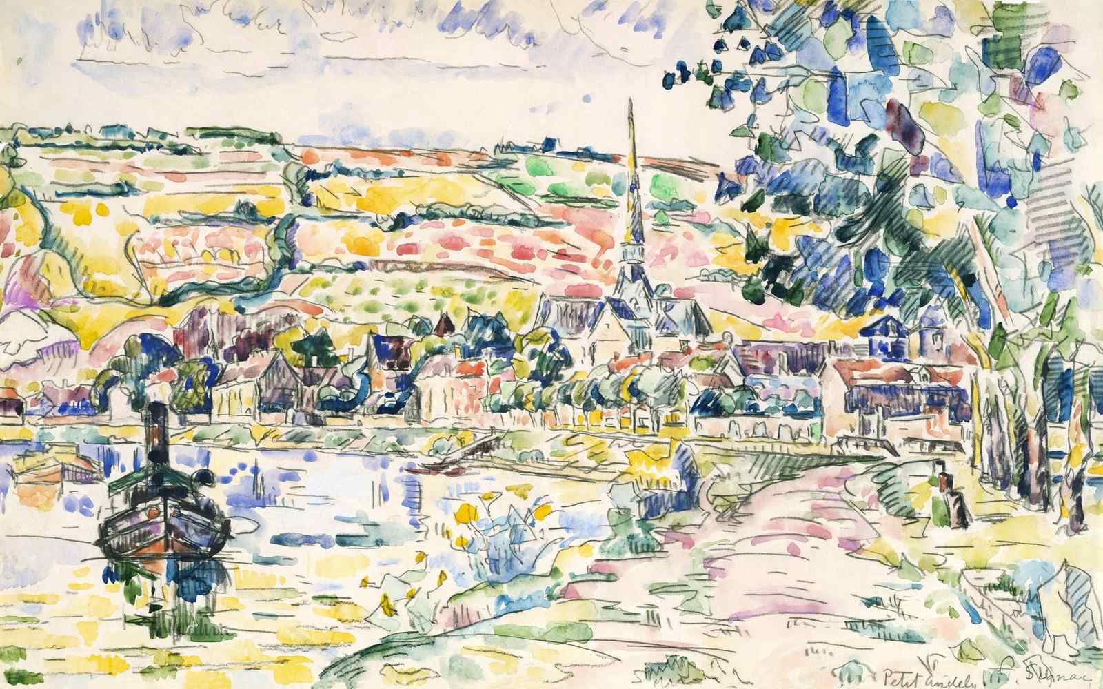 Vibrant Seascape Village Wall Art | Fauvist Art
