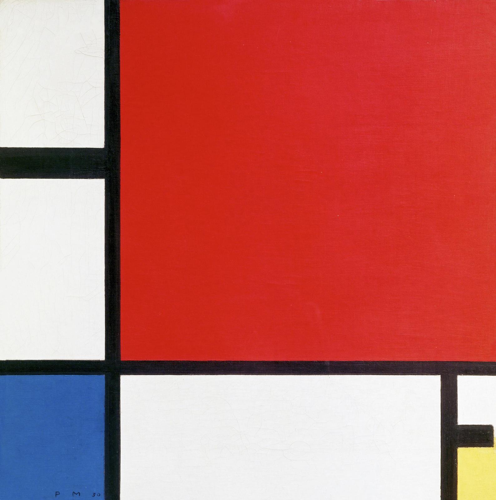 Abstract Red Blue White Wall Art