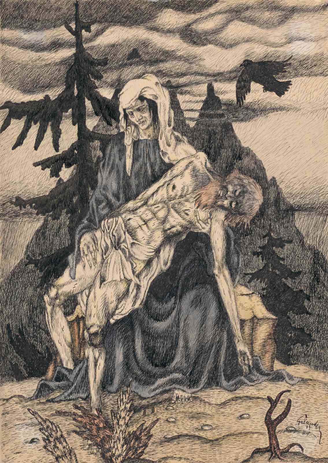 Pieta Art Print - Dramatic Religious Wall Art