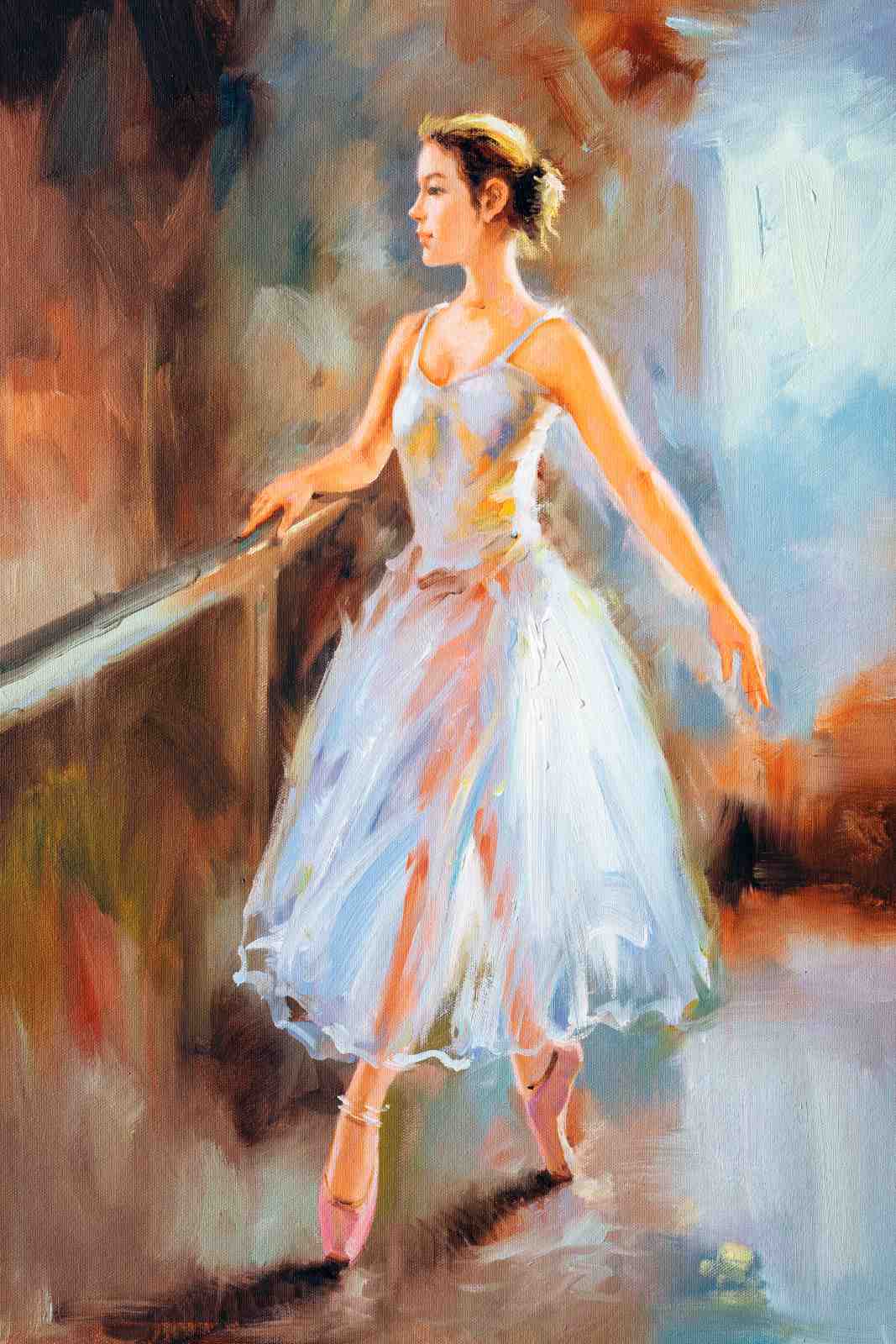 Graceful Ballerina Ballet Dancer Oil Painting Wall Art