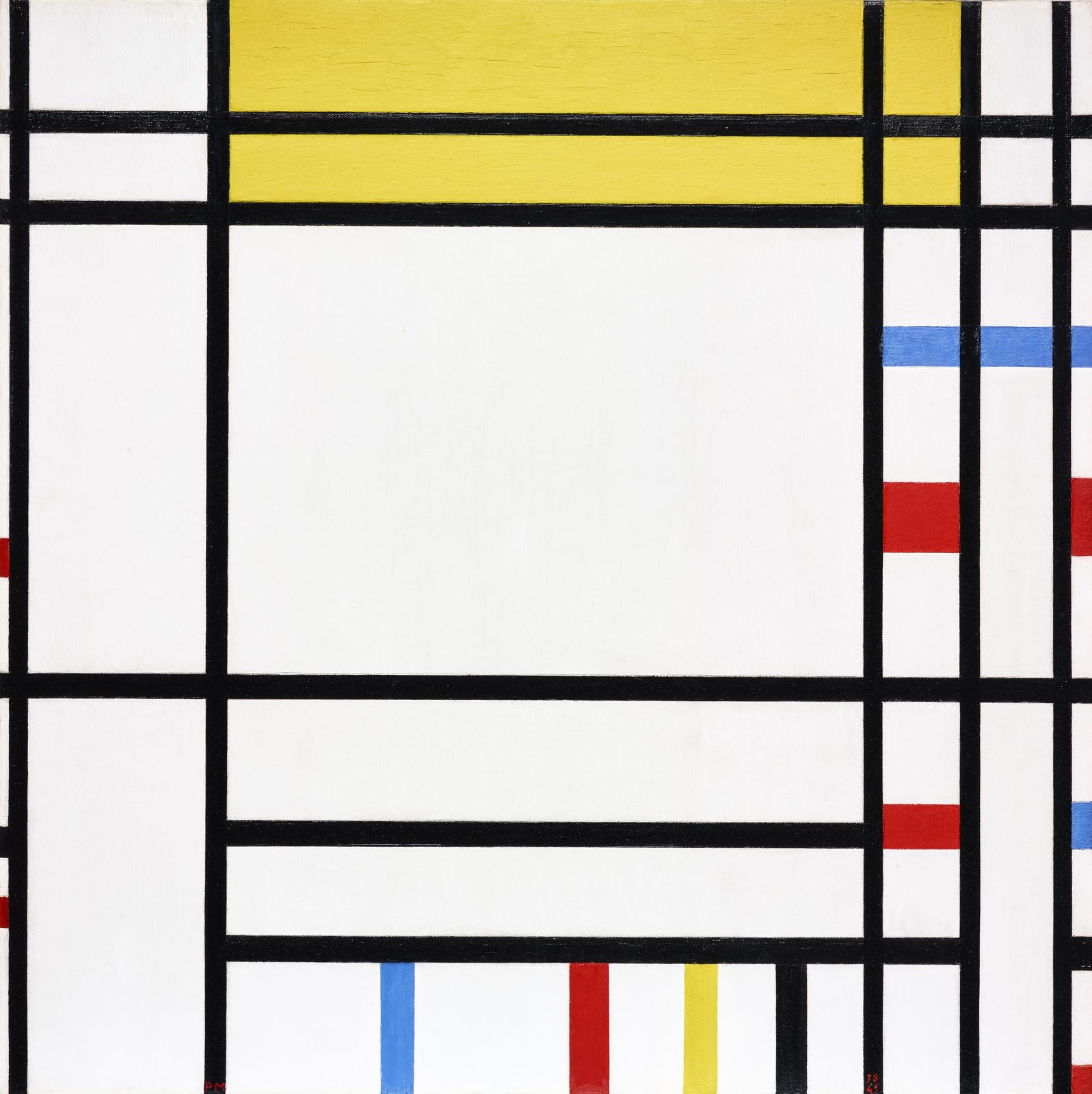 Modern Yellow & Red Abstract Grid Wall Art