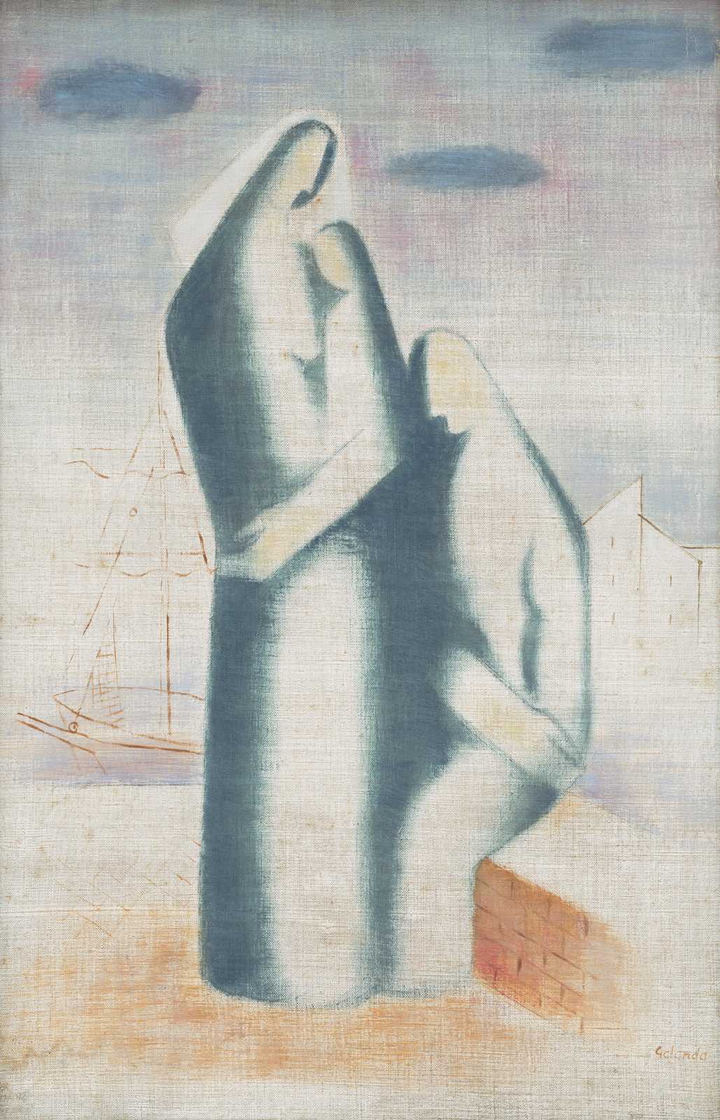 Serene Embrace Abstract Figures Wall Art
