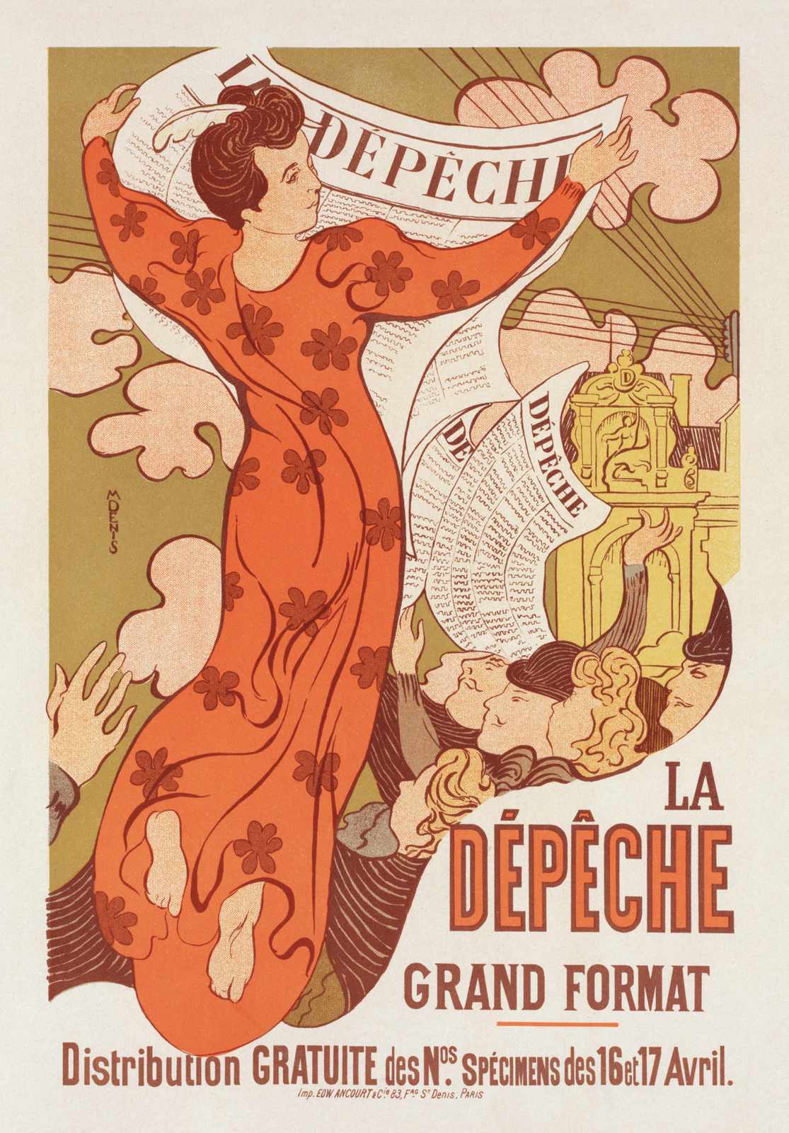 Vintage "La Dépêche" Art Nouveau Poster Wall Art