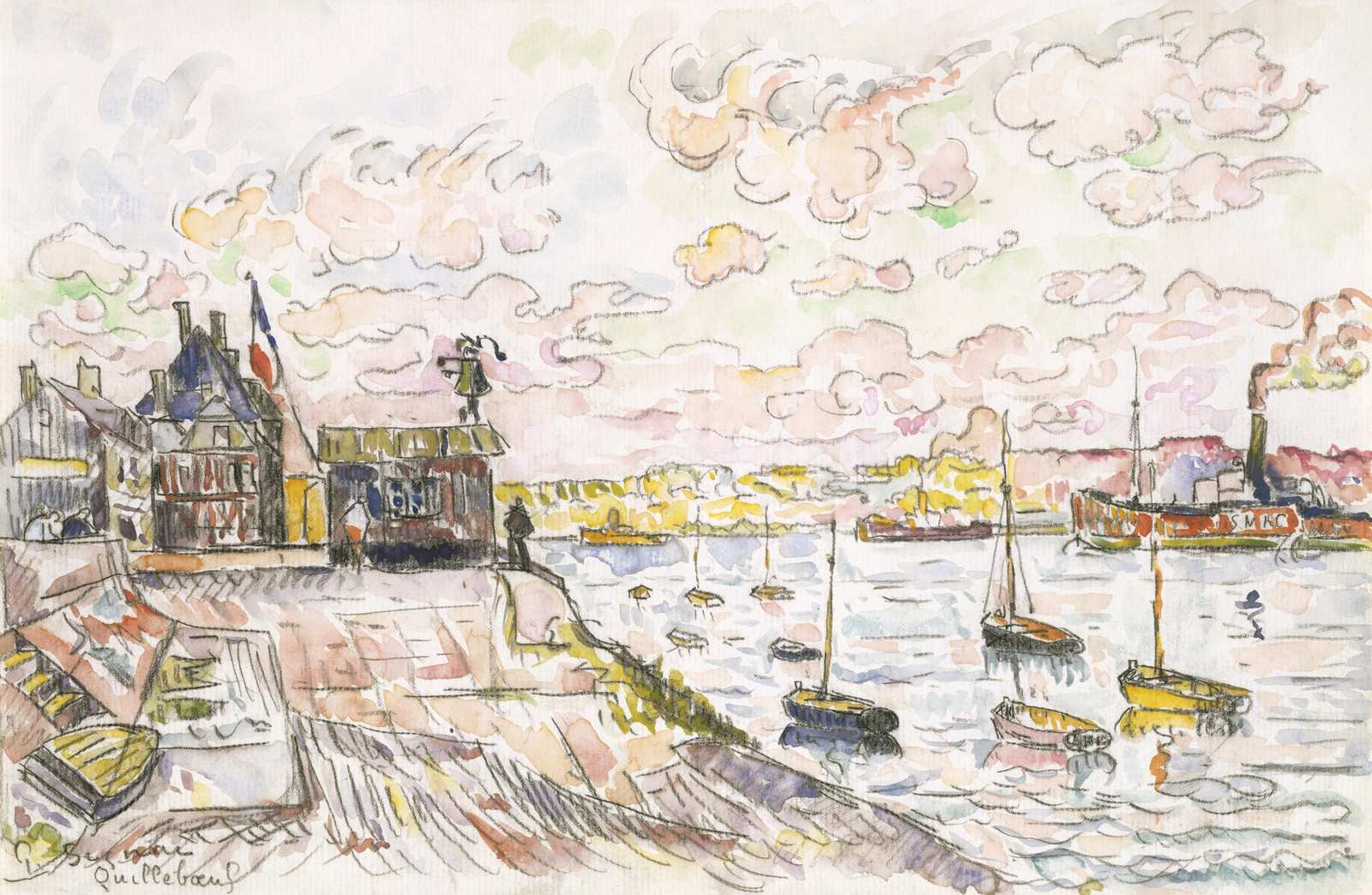 Coastal Harbor Seascape Impressionist Wall Art