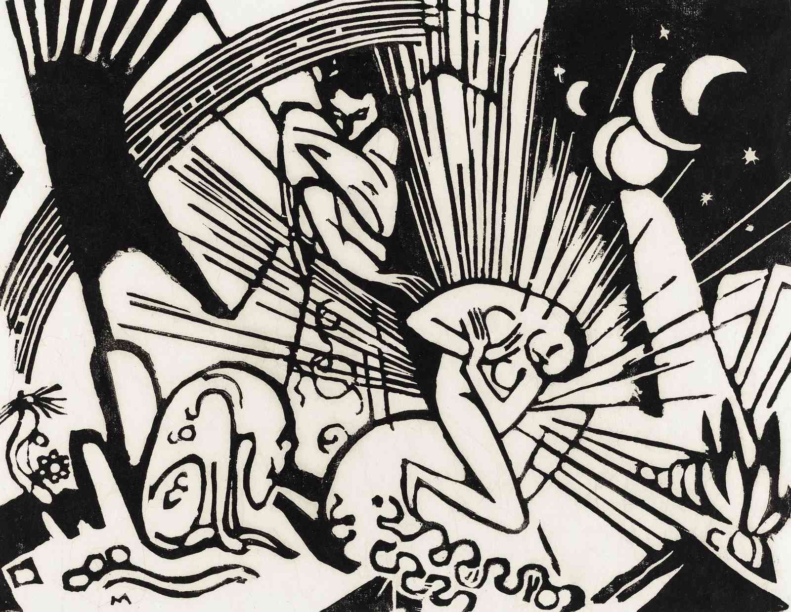 Dramatic Figures Black & White Wall Art