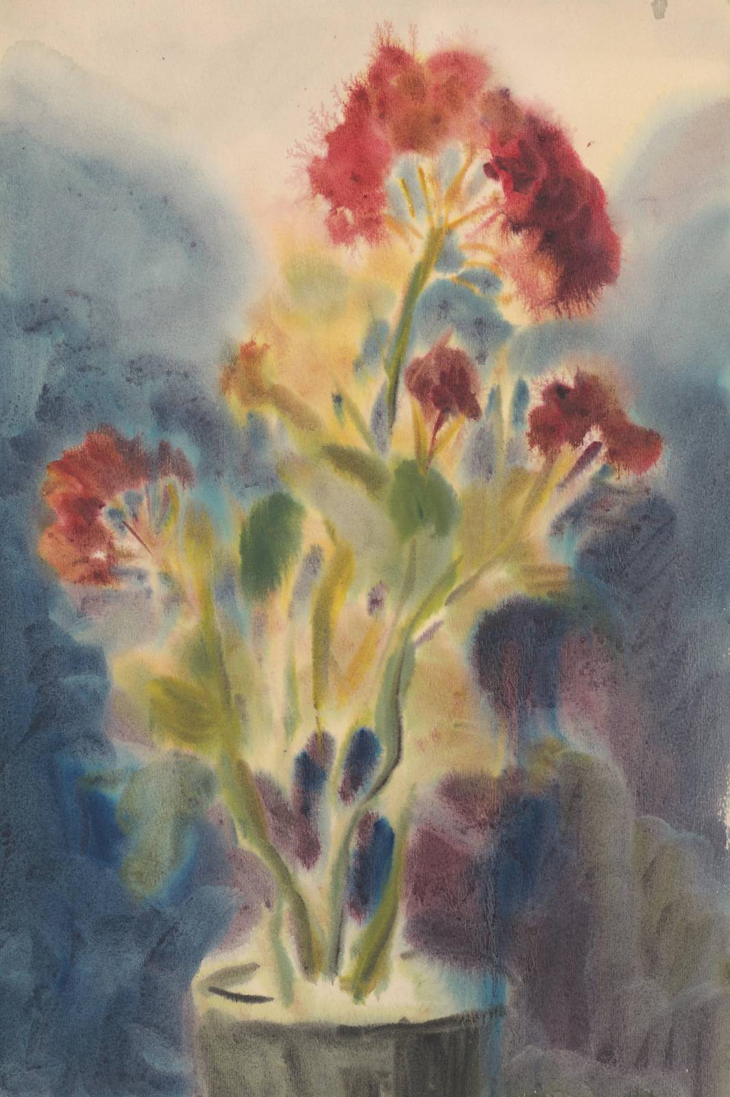 Luminous Red Floral Bouquet Watercolor Wall Art
