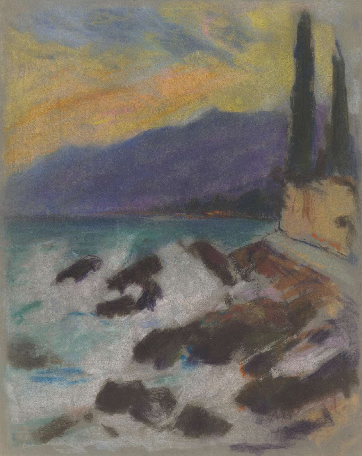 Seascape Cyprus Trees Wall Art