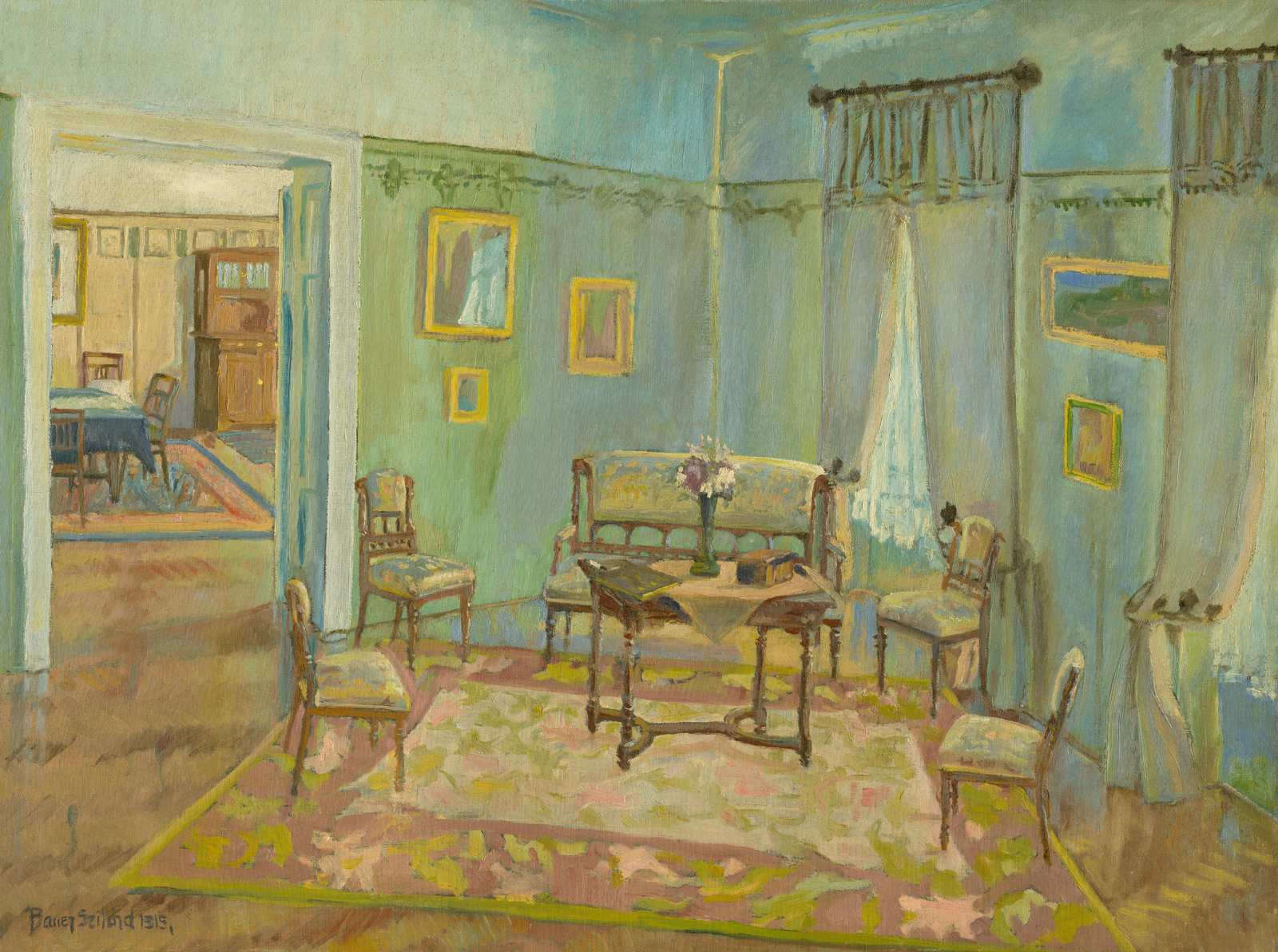 Serene Interior Scene Vintage Art Wall Art