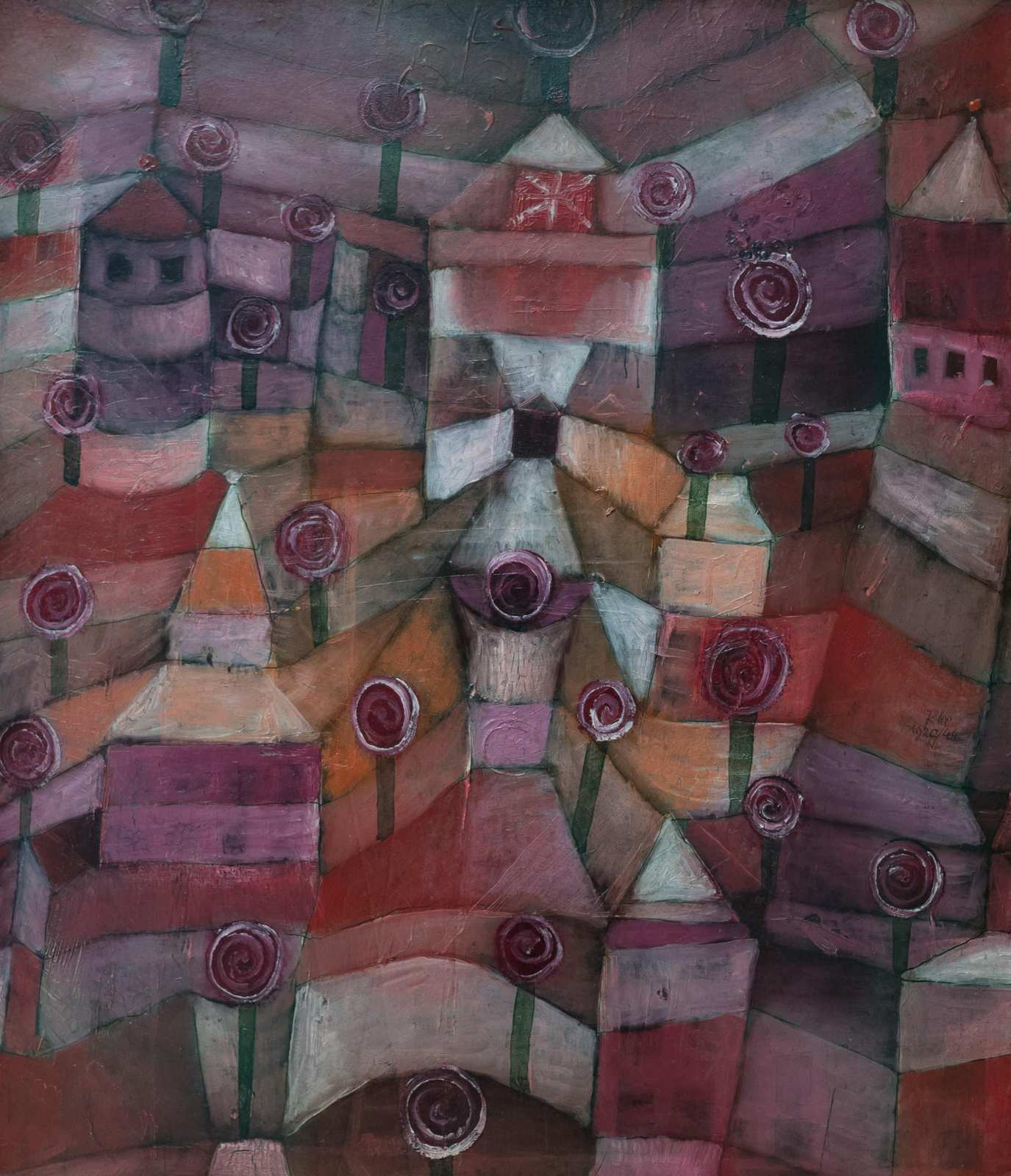 Abstract Geometric Village Wall Art