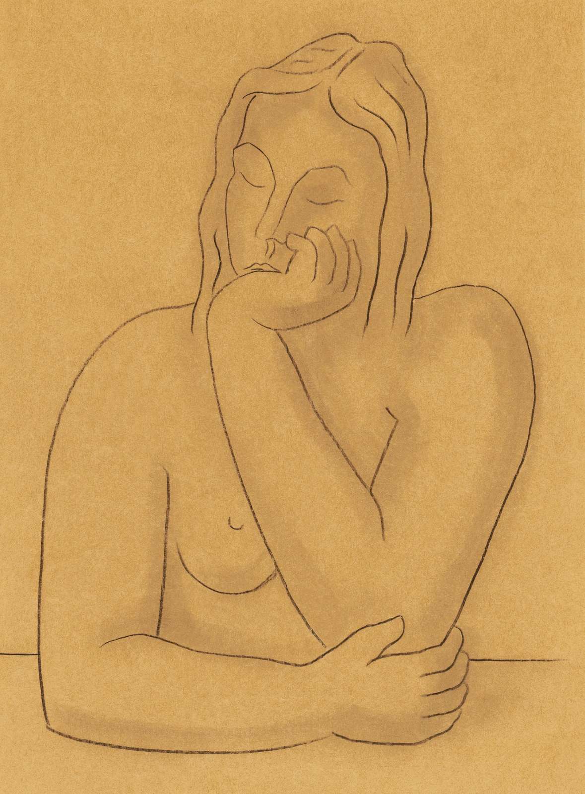 Serene Figure Minimalist Line Art Wall Art