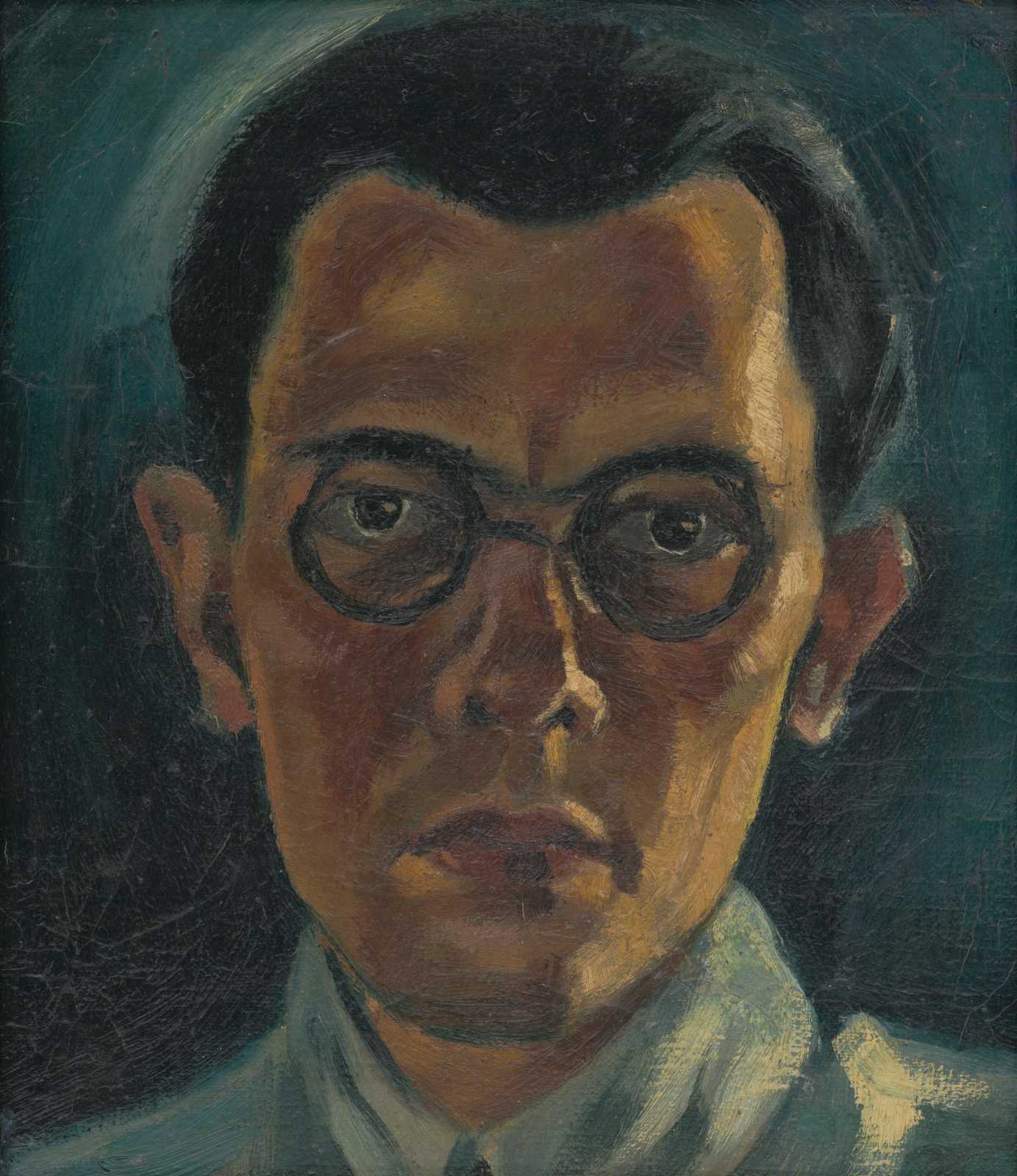 Introspective Portrait with Glasses Wall Art