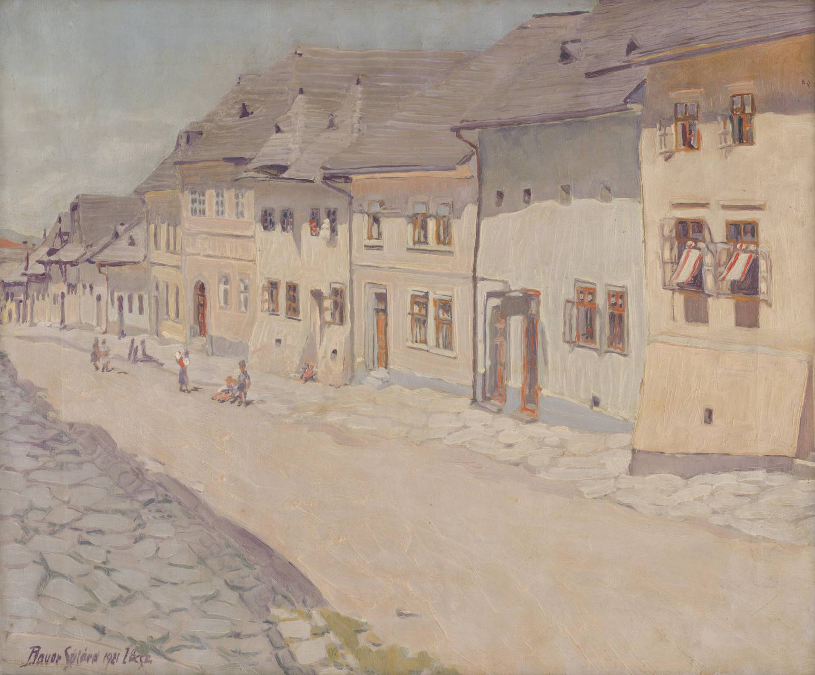 Vintage Street Scene with Children Wall Art