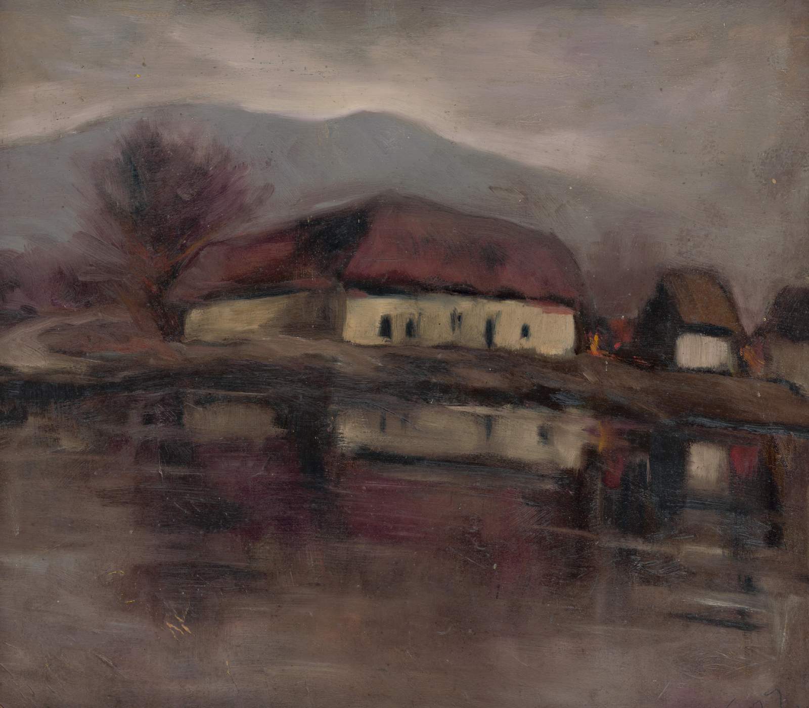 Atmospheric Farmhouse Landscape Wall Art