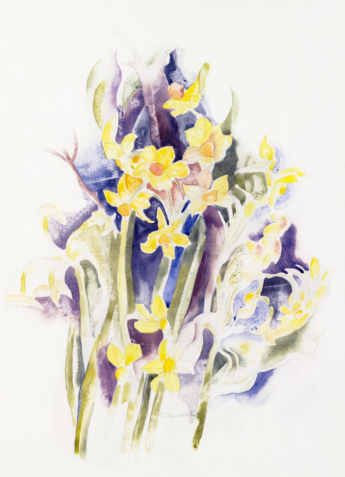 Vibrant Yellow Daffodils Watercolor Wall Art