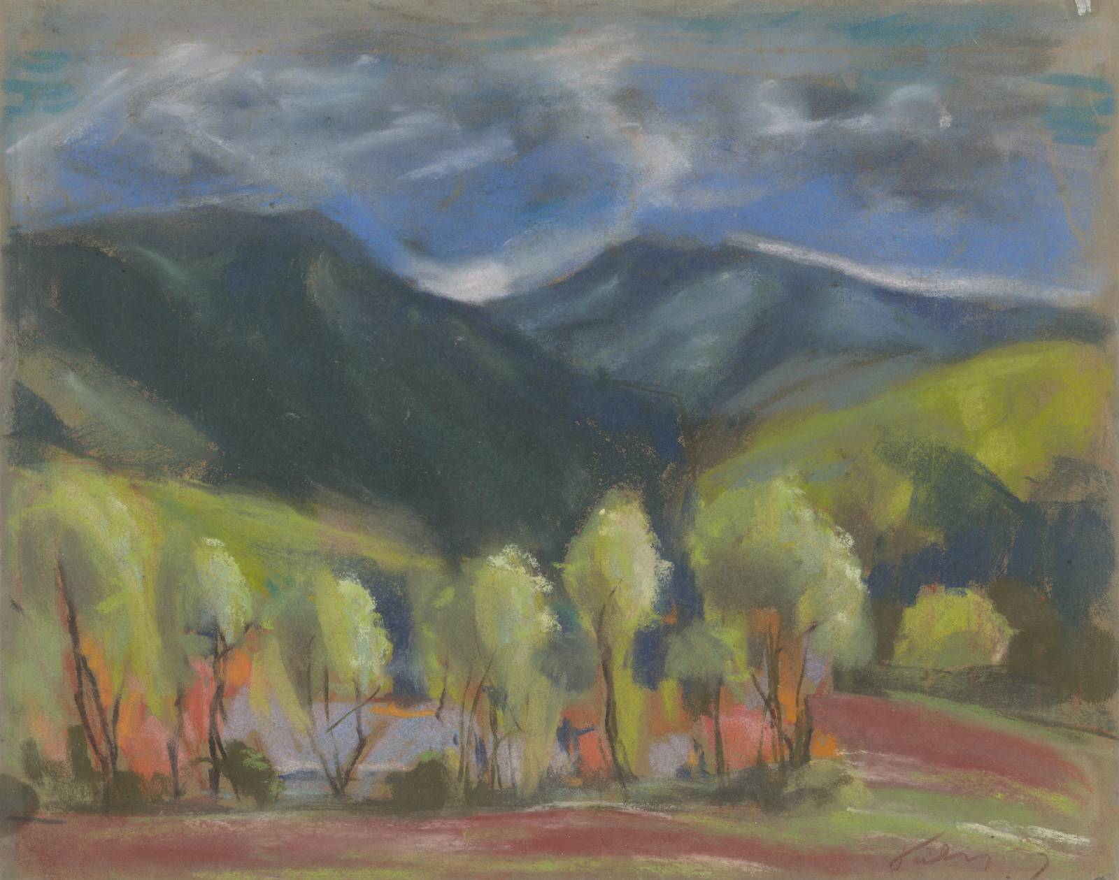 Serene Mountain Landscape Pastel Wall Art Wall Art