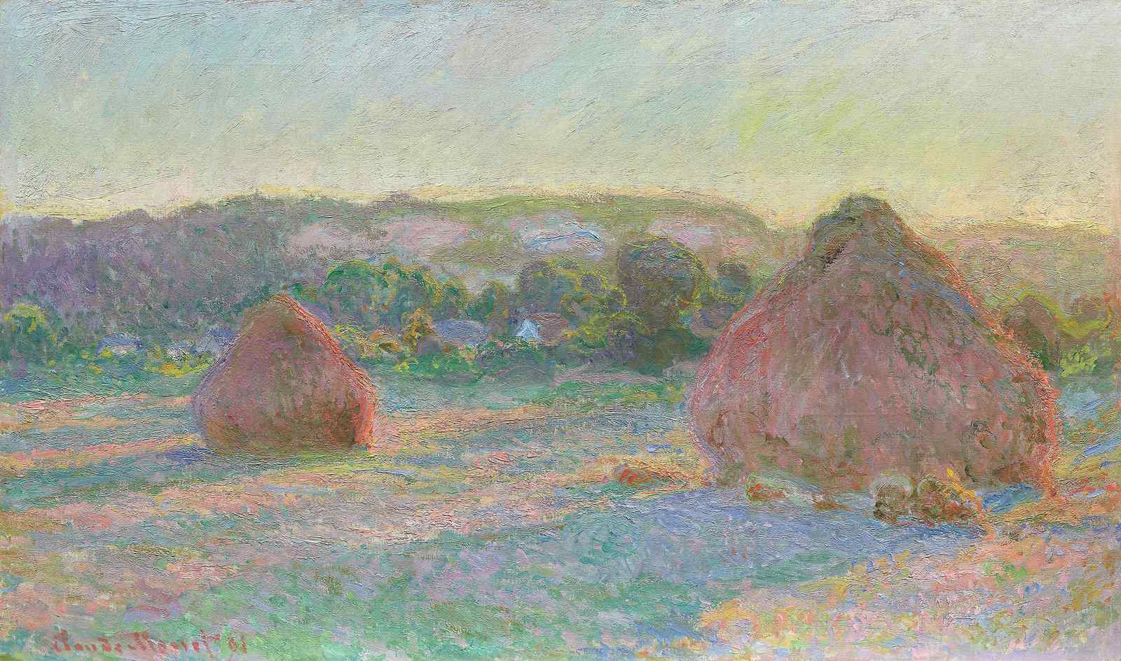 Monet Haystacks Impressionist Landscape Wall Art