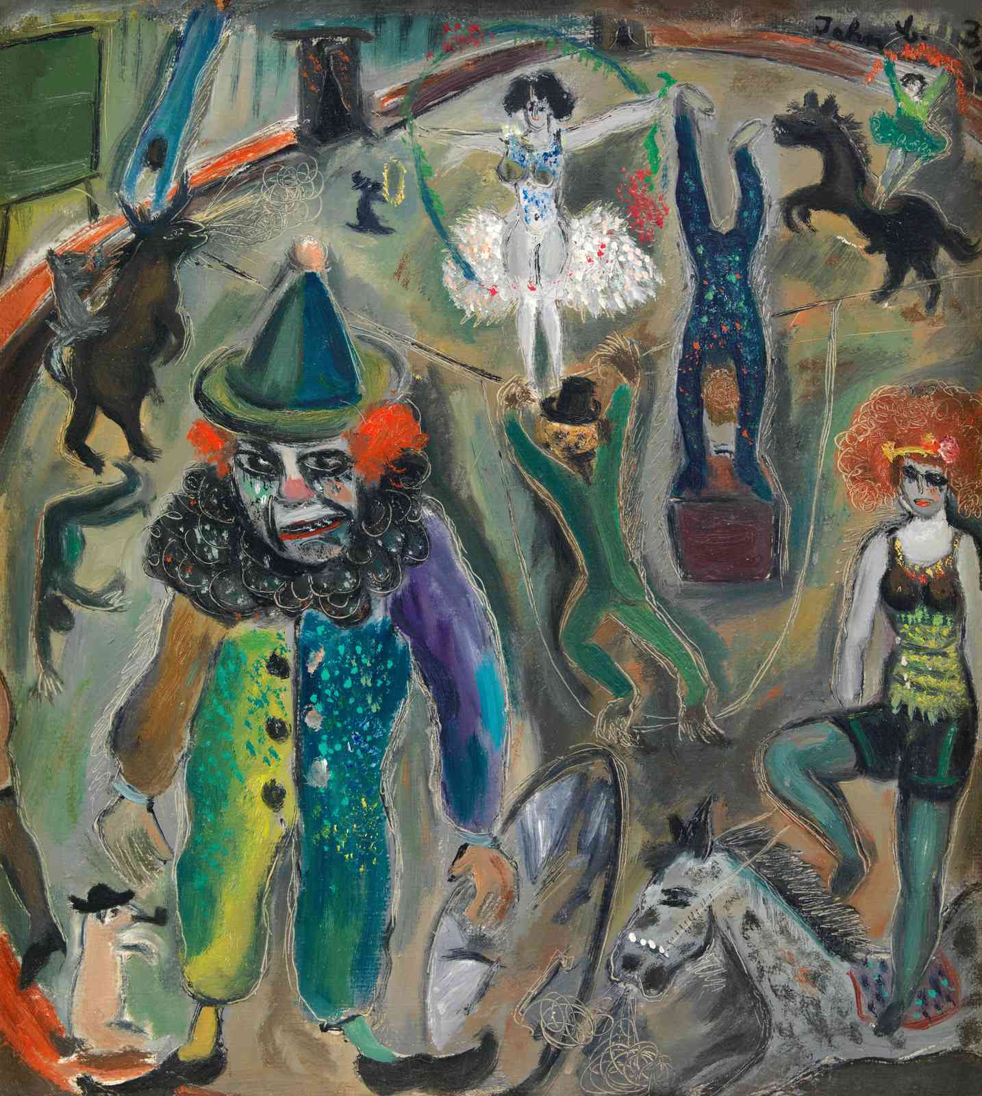 Expressive Circus Clown & Performers Wall Art