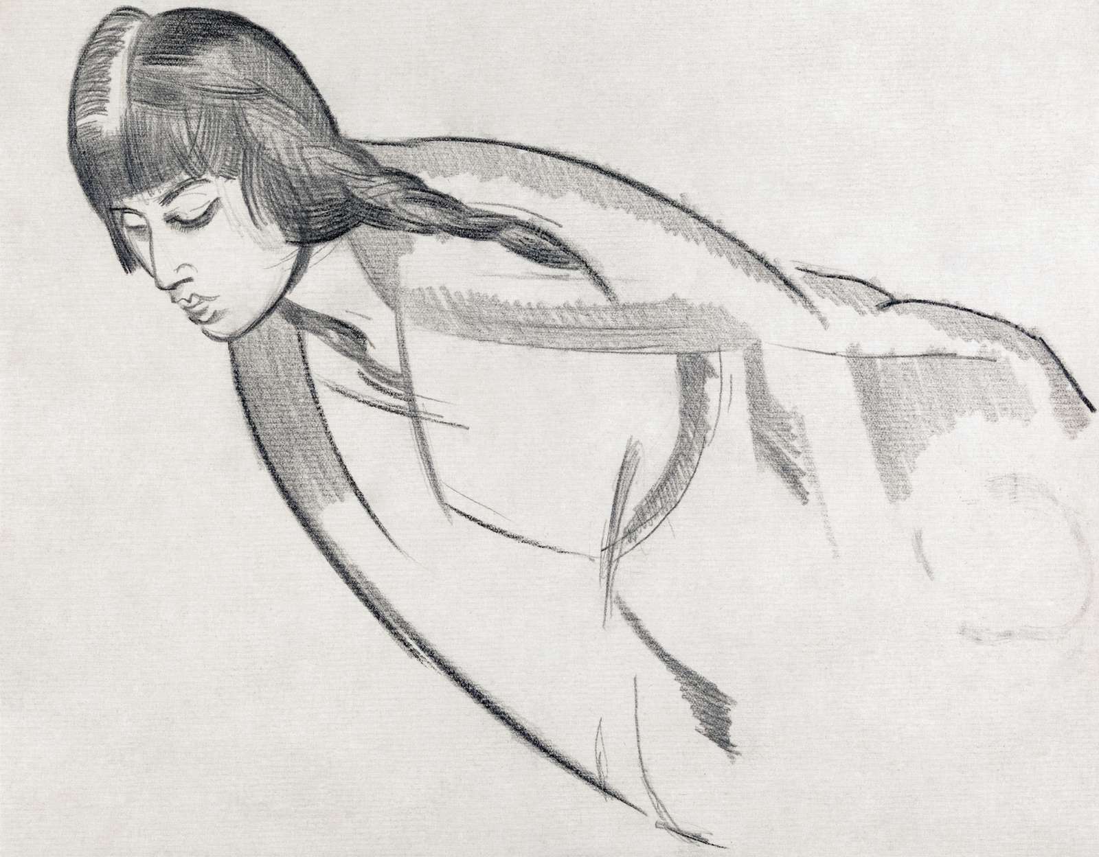 Elegant Figure Charcoal Sketch Wall Art