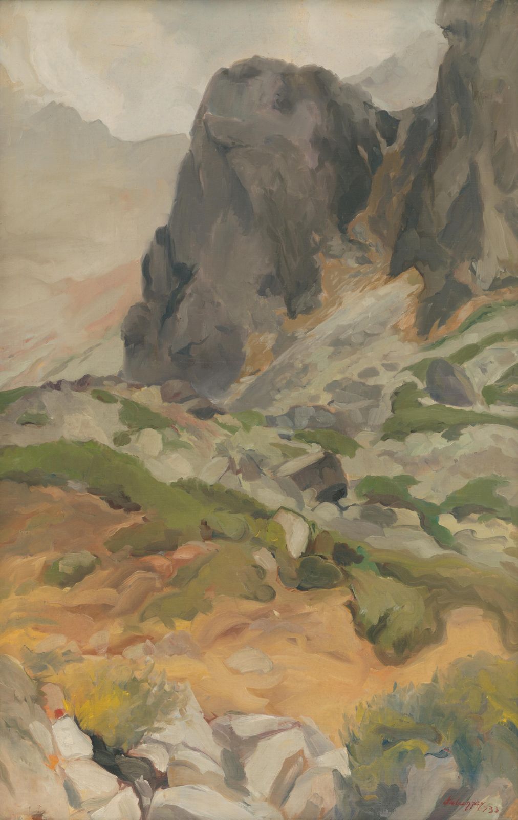 Serene Mountain Landscape Oil Painting Wall Art