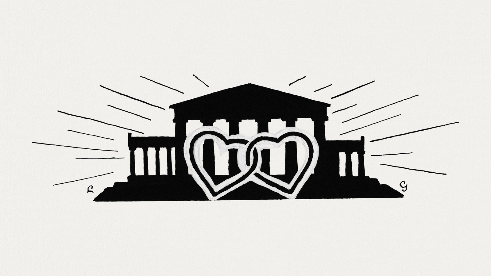 Elegant Hearts & Classic Building Wall Art