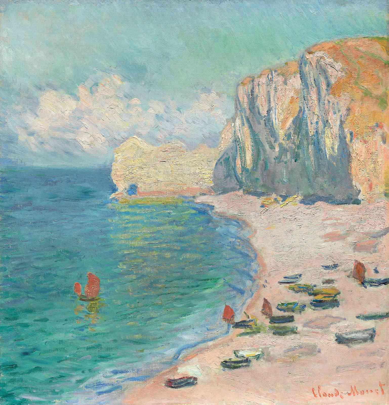 Monet Beach Boats Wall Art - Coastal Serenity