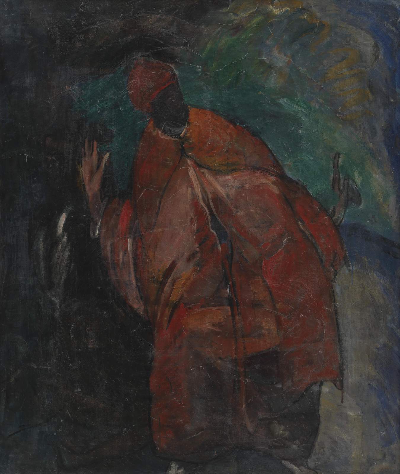 Abstract Religious Figure Red Robe Wall Art