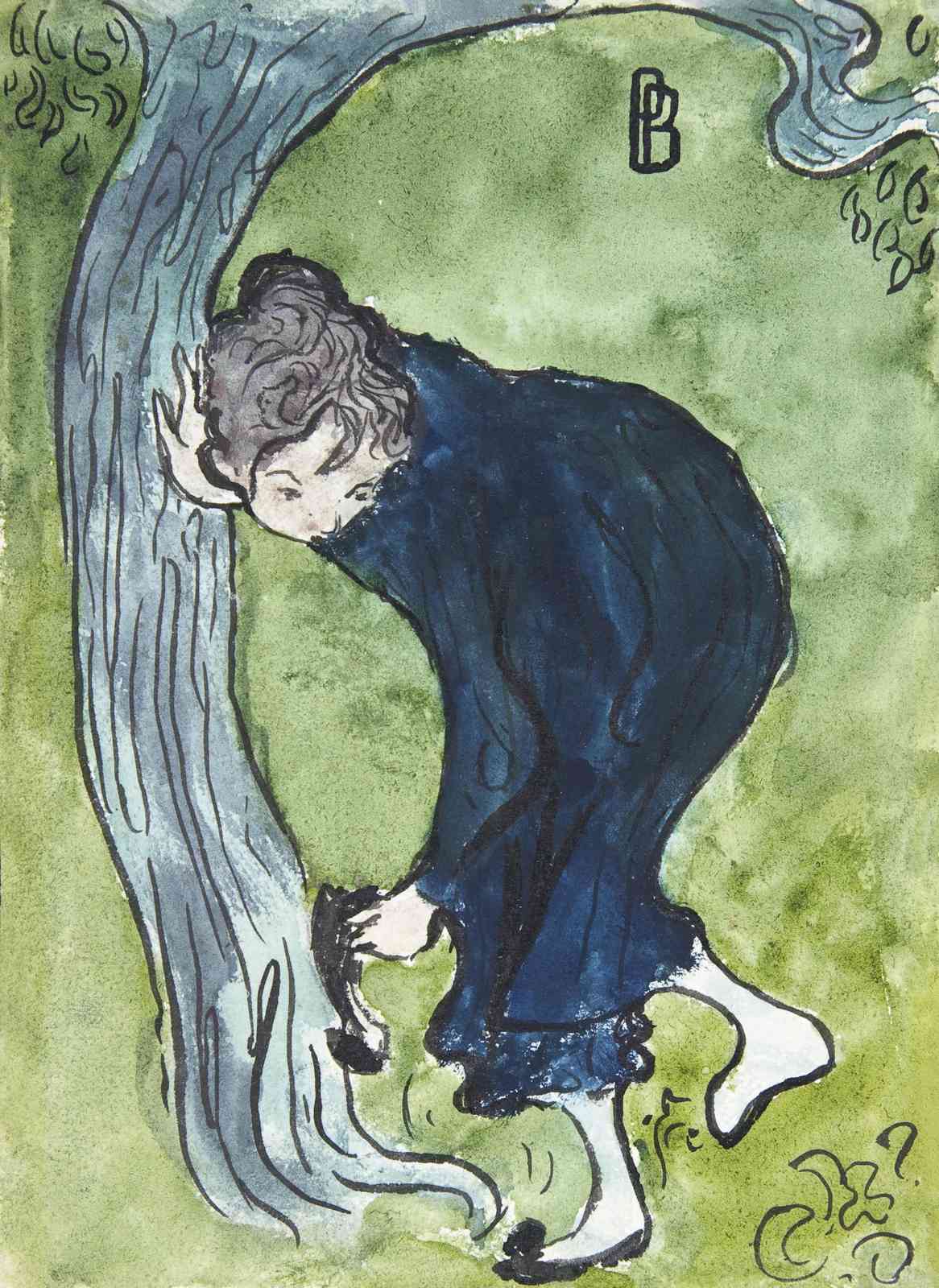 Whimsical Child by Tree Wall Art - Art Deco